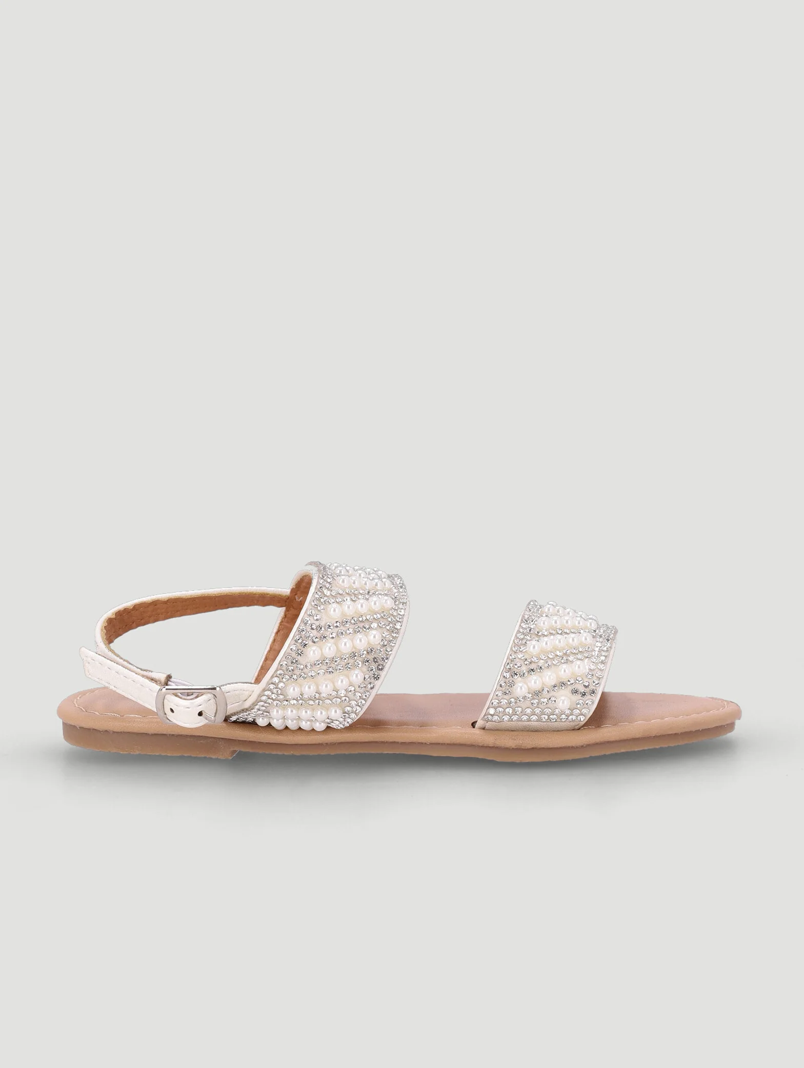 Pre-Girls Beaded Pearl Sandal - White - Image 4