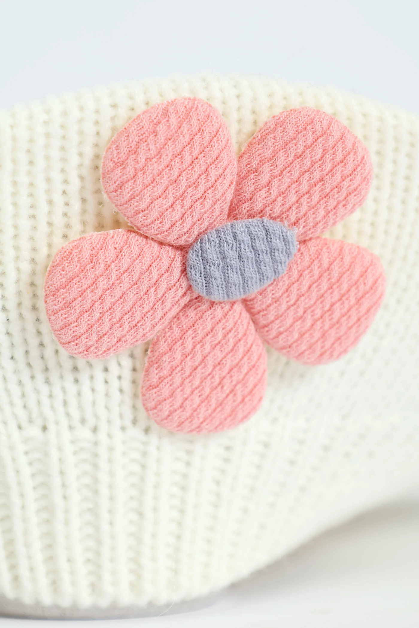 Pre-Girls Beret With Flower - Cream - Image 2