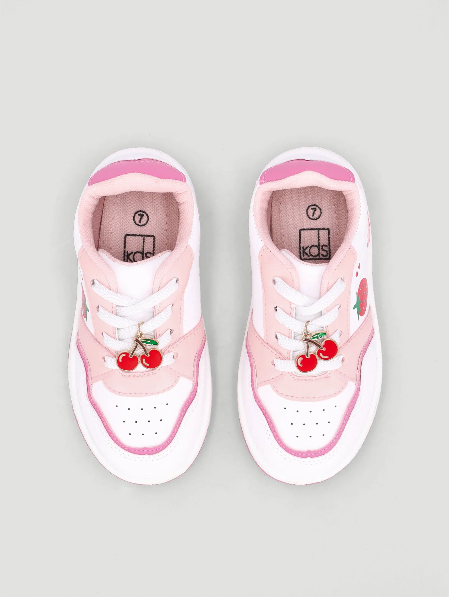 Pre-Girls Berry Court Sneaker - White/Pink - Image 6