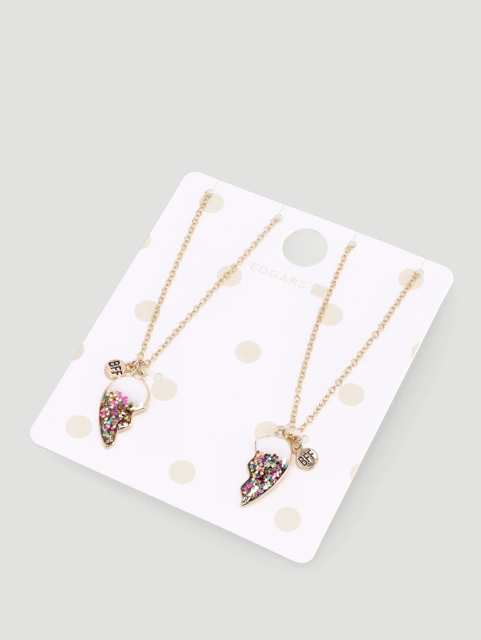 Pre-Girls Bff Heart Glitter Necklaces - Image 3