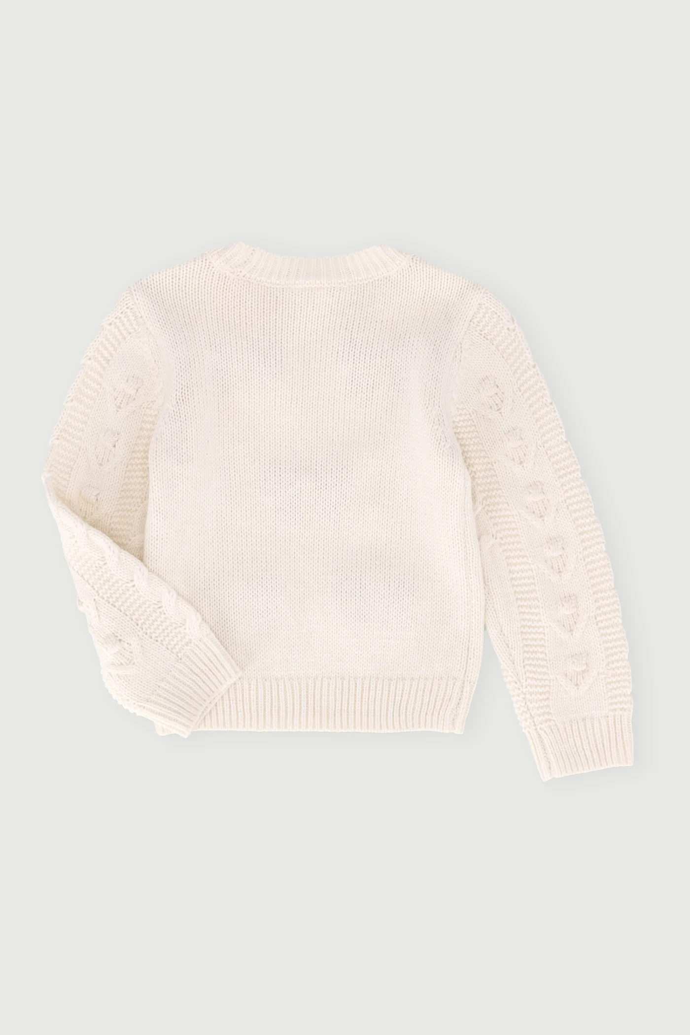Pre-Girls Black Bow Cable Jersey - Cream - Image 2