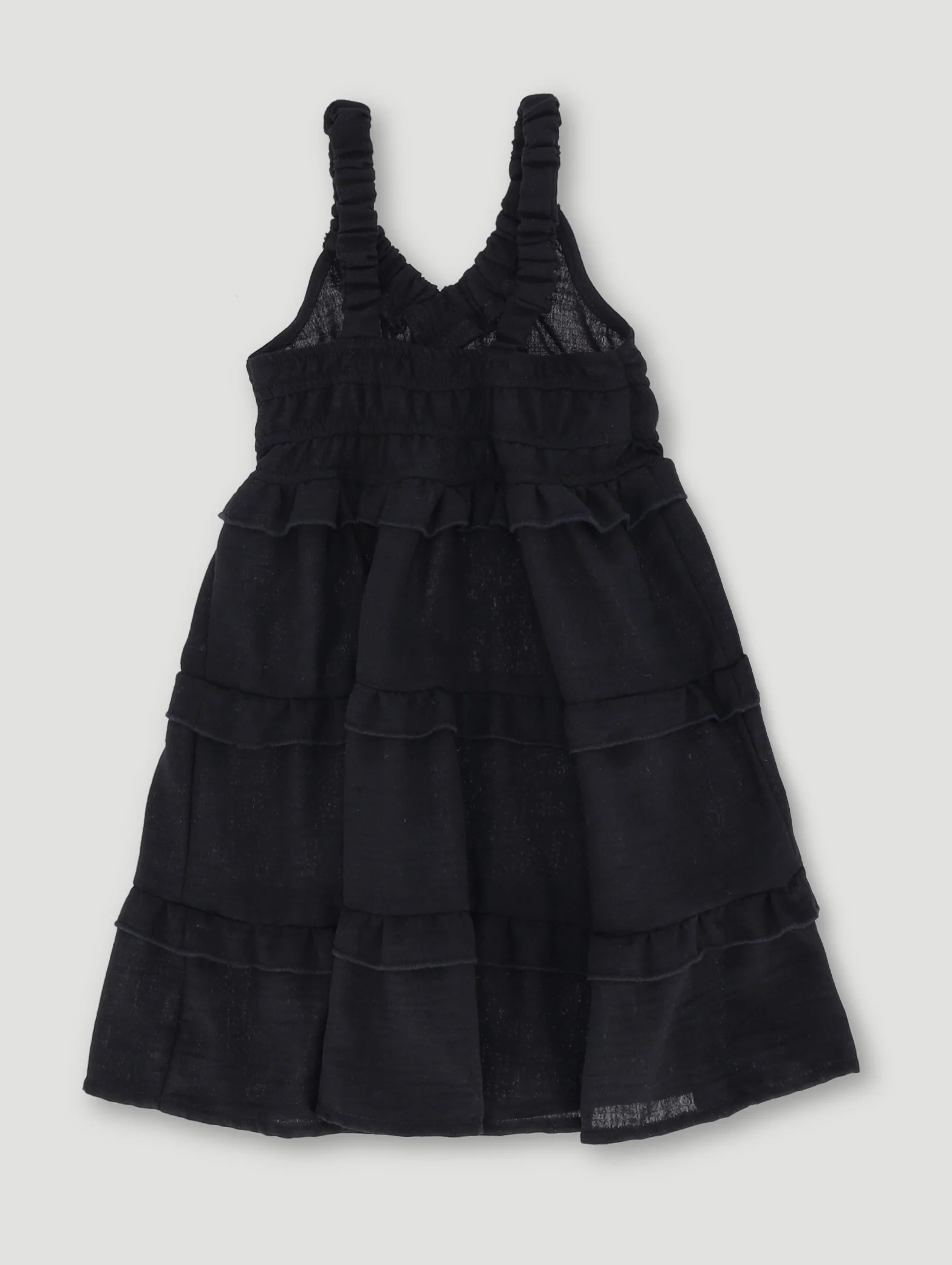 Pre- Girls Black Rouched Dress - Black - Image 2