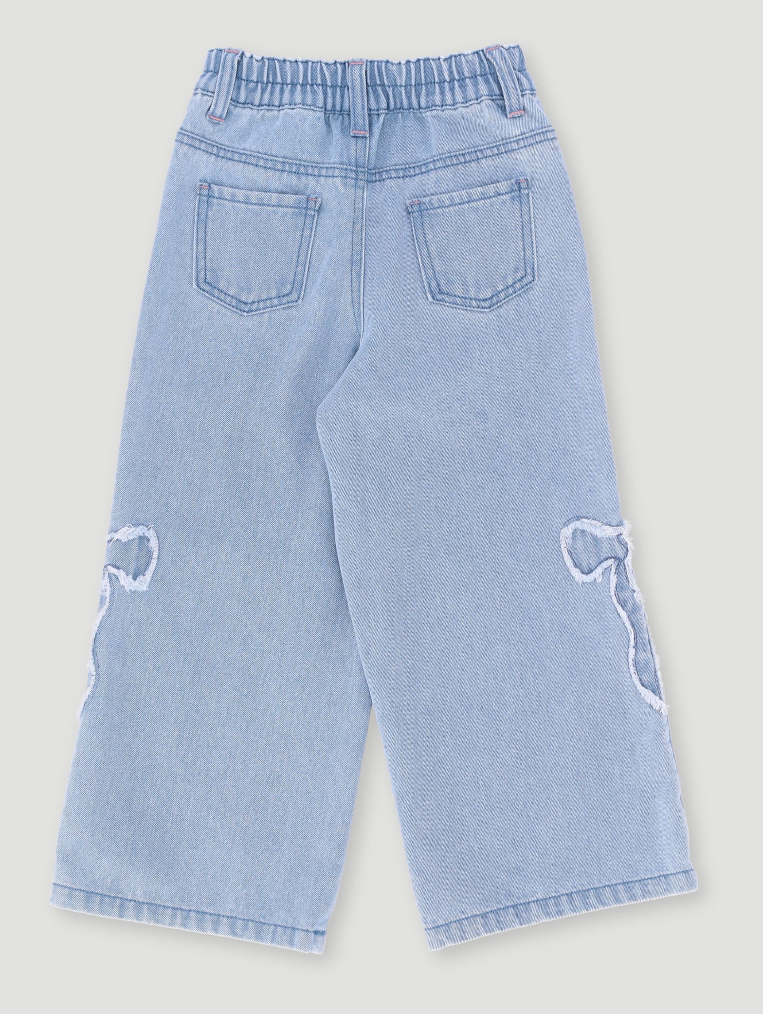 Pre-Girls Bow Applique Wide Leg Jean - Denim - Image 2