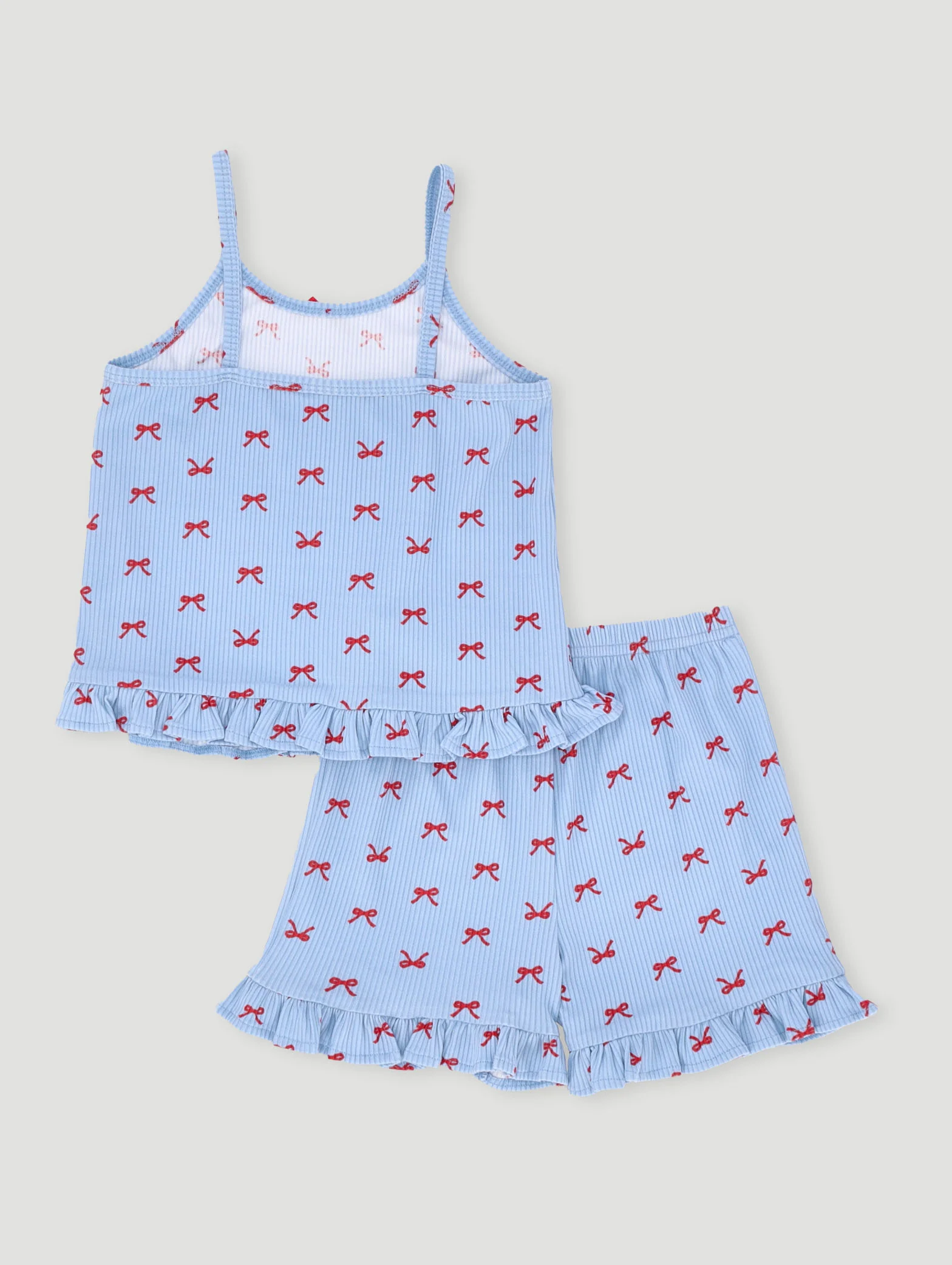 Pre-Girls Bow Print Sleep Set - Blue - Image 2