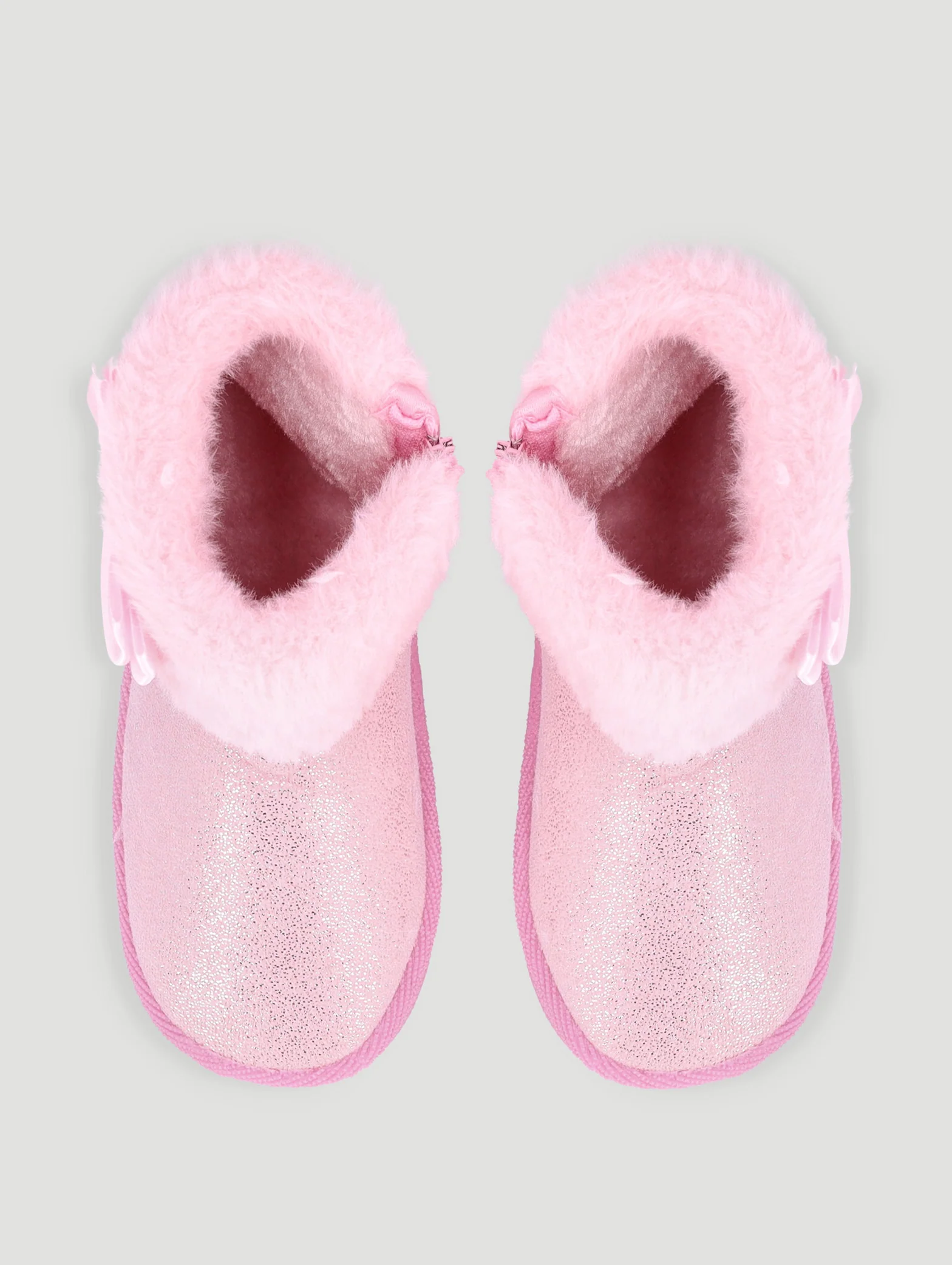 Pre-Girls Bow Trim Boot Slipper - Pink - Image 3