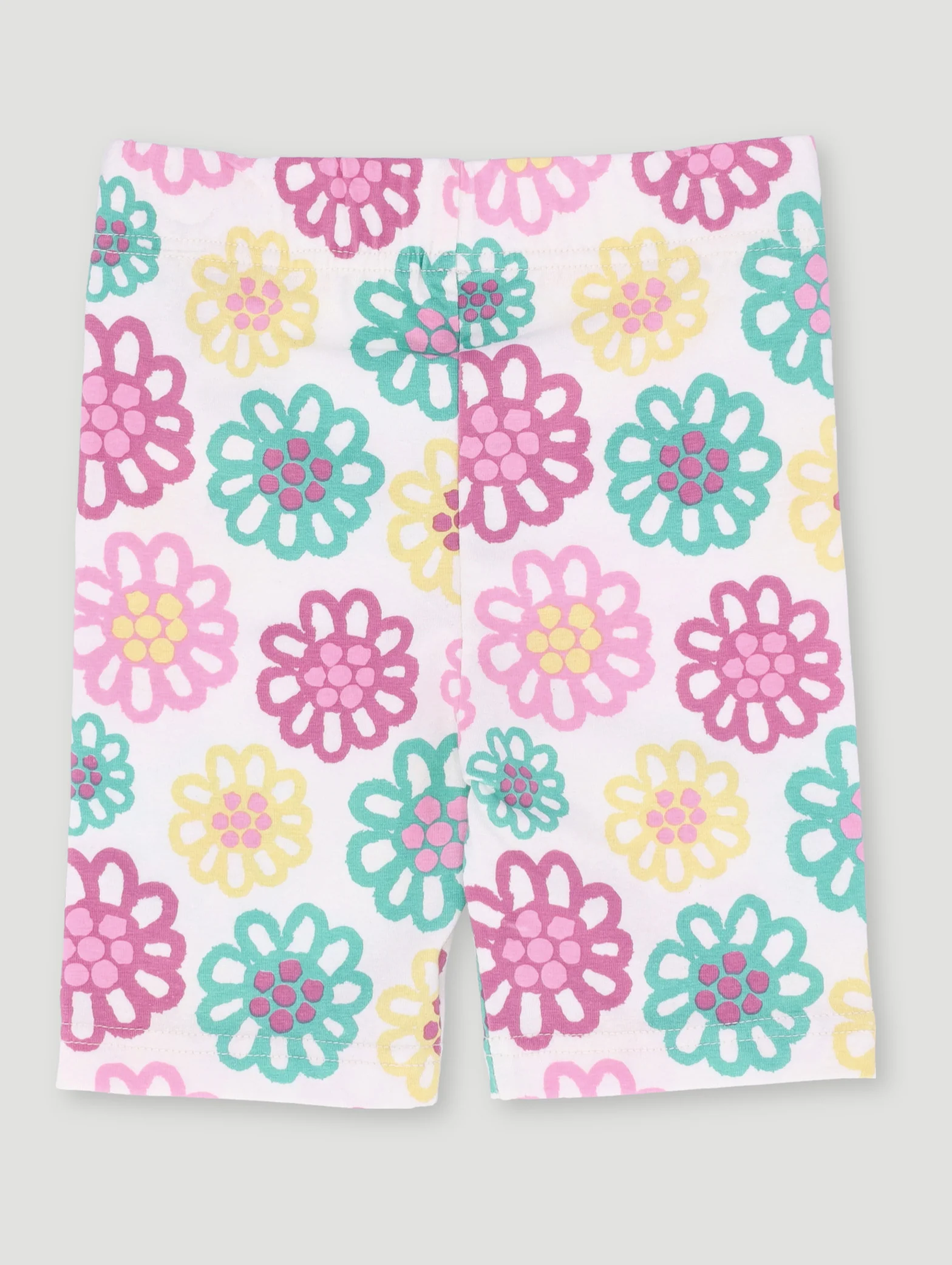 Pre-Girls Bright Floral Print Cycle Short - White - Image 2