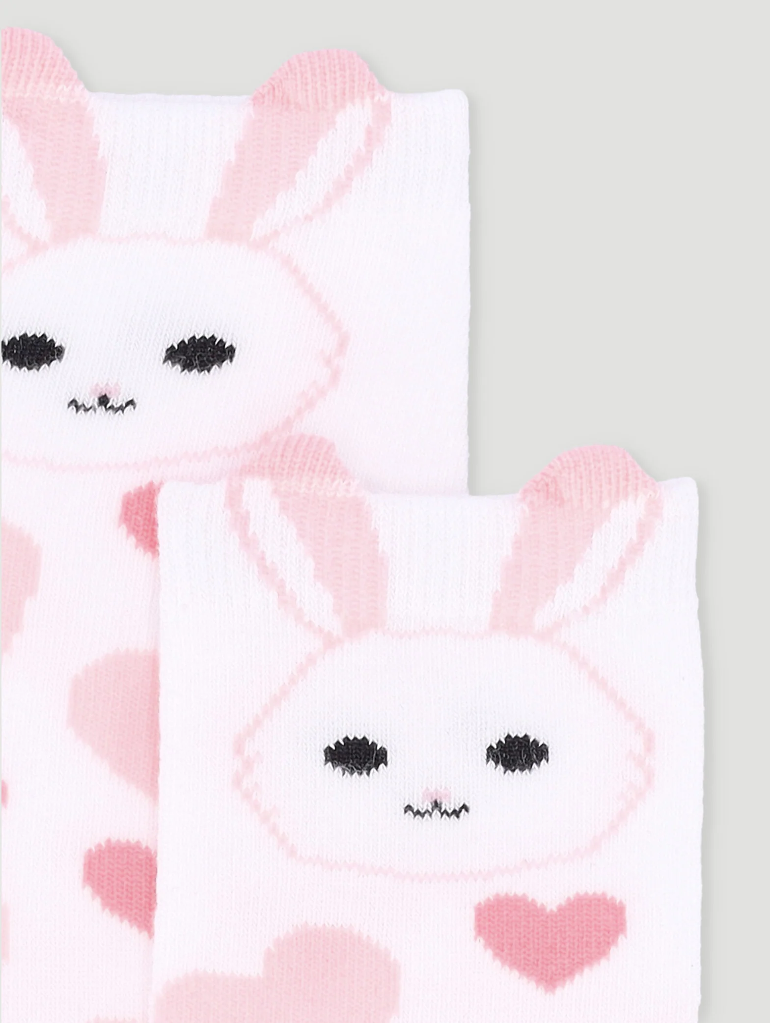 Pre-Girls Bunny Ear Print Kneehigh Socks - White - Image 2