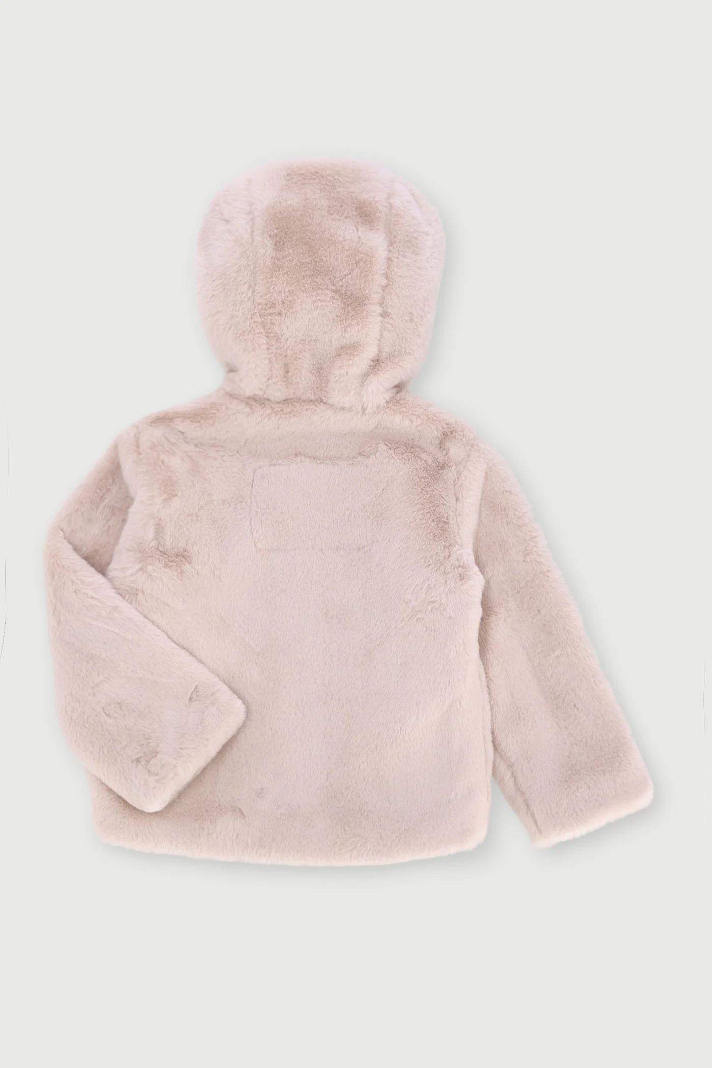 Pre-Girls Bunny Faux Fur Jacket - Stone/Light Pink - Image 3