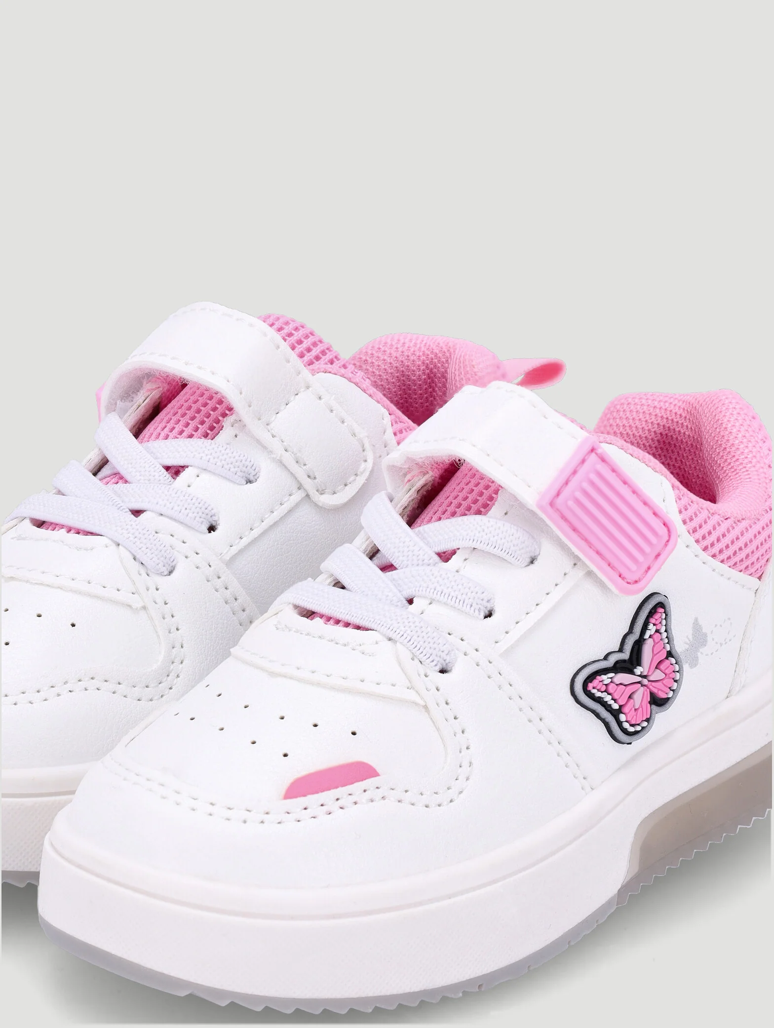 Pre-Girls Butterfly Low Light Up Sneaker - White/Pink - Image 4