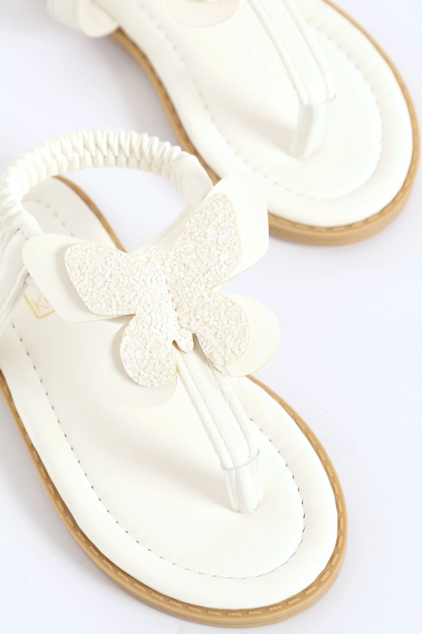 Pre-Girls Butterfly Thong Sandal - White - Image 2