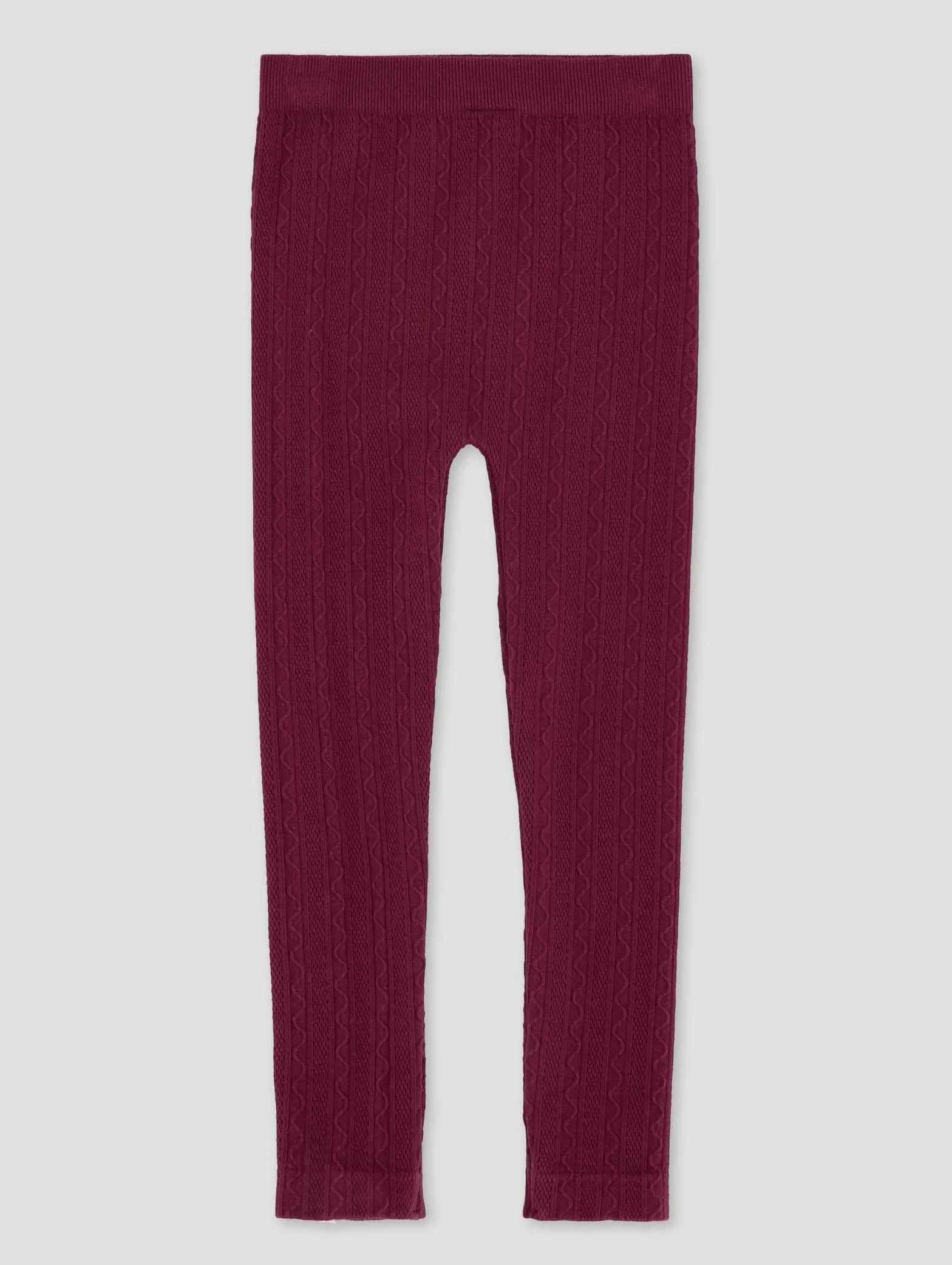 Pre-Girls Cable Knit Pant - Burgundy - Image 2