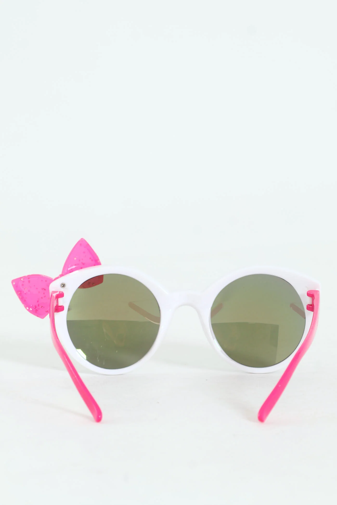 Pre-Girls Cateye Spots Gold Glitter Sunnies - White - Image 3