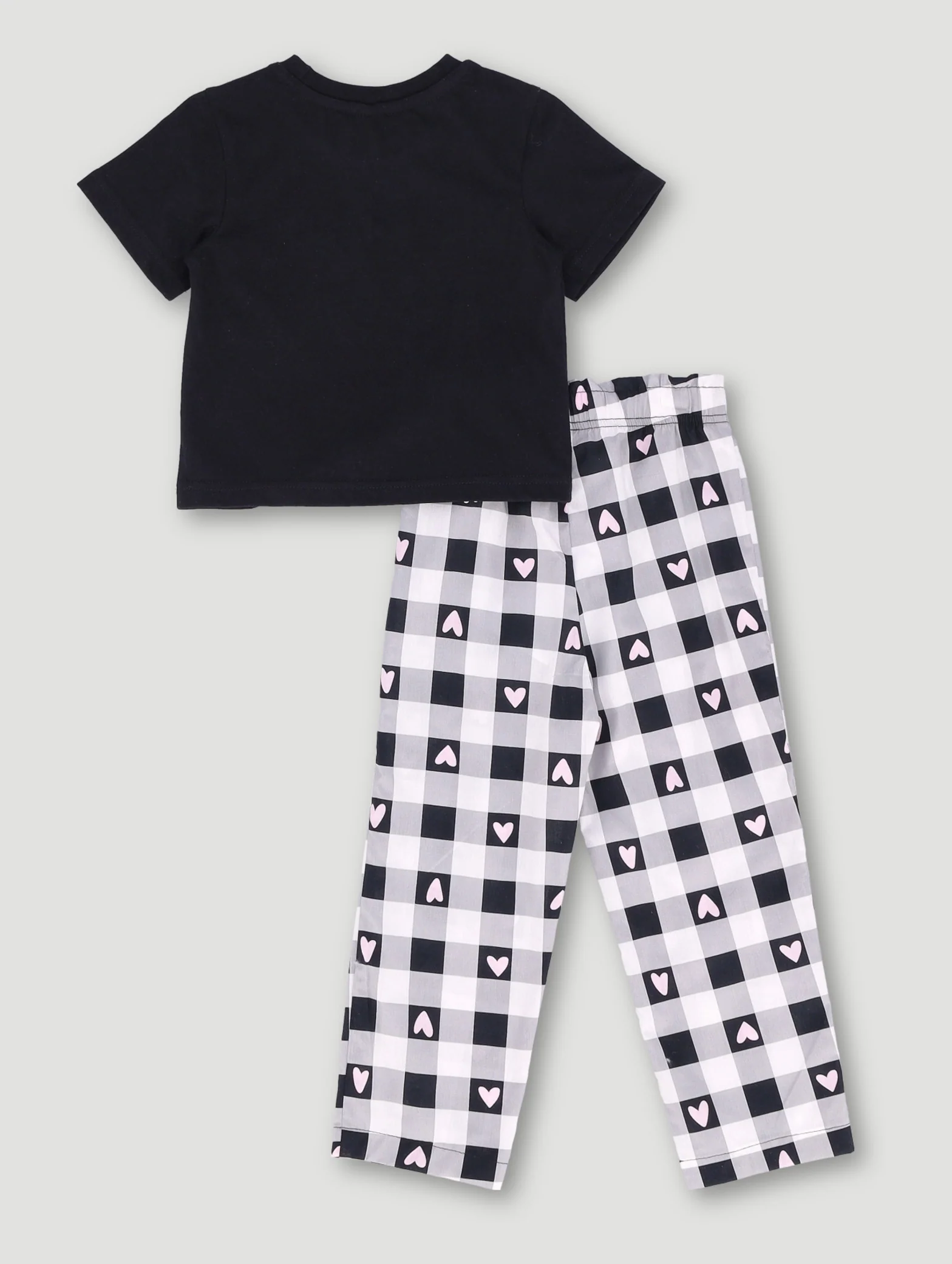 Pre-Girls Check Long Woven Pant Set - Black - Image 2