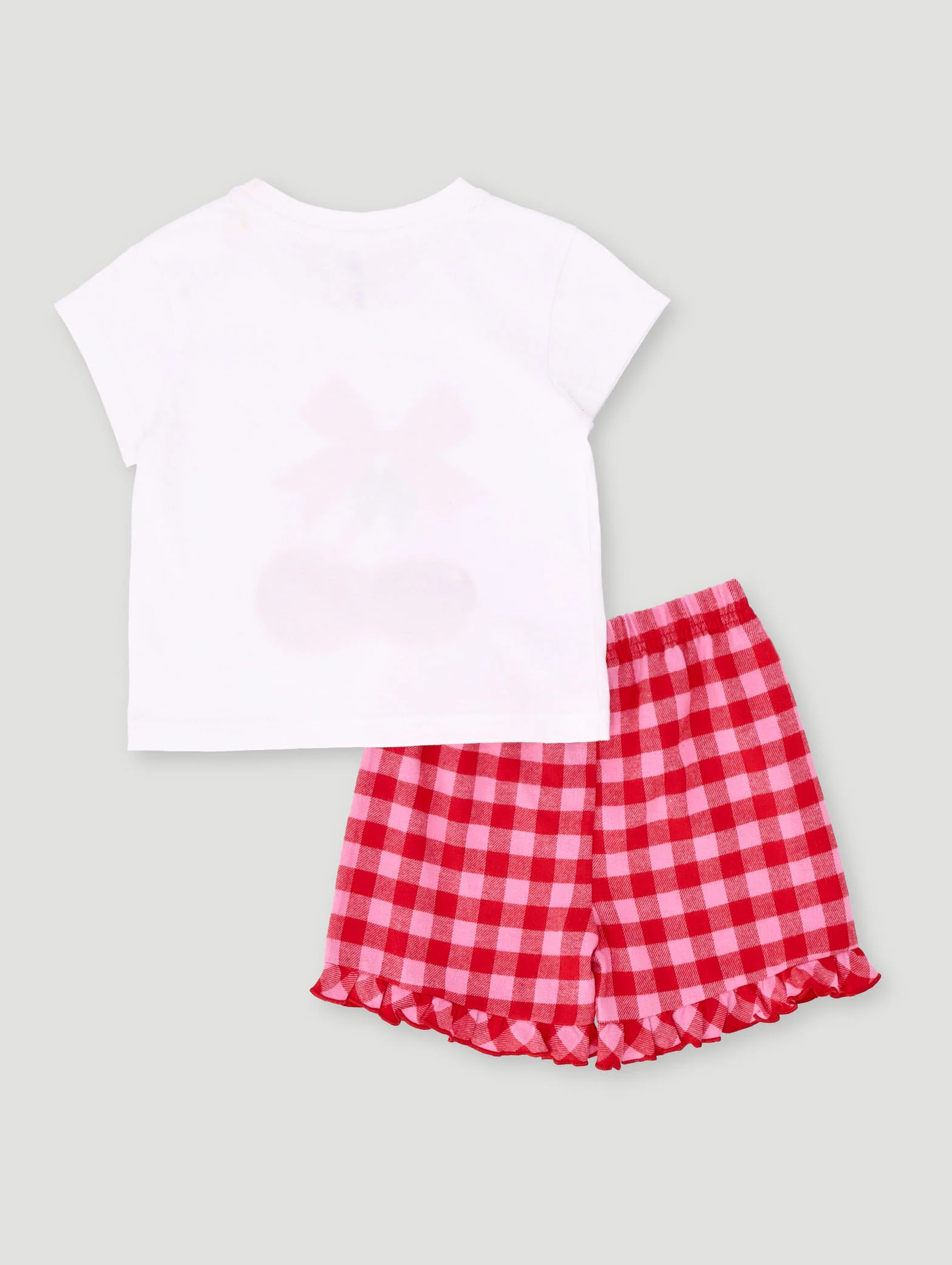 Pre-Girls Cherries Check Flannel Set - White - Image 2