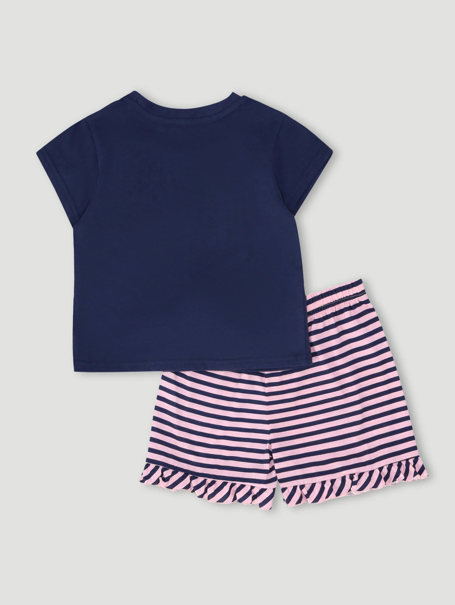 Pre-Girls Clouds Moon Check Sleep Set - Navy - Image 2