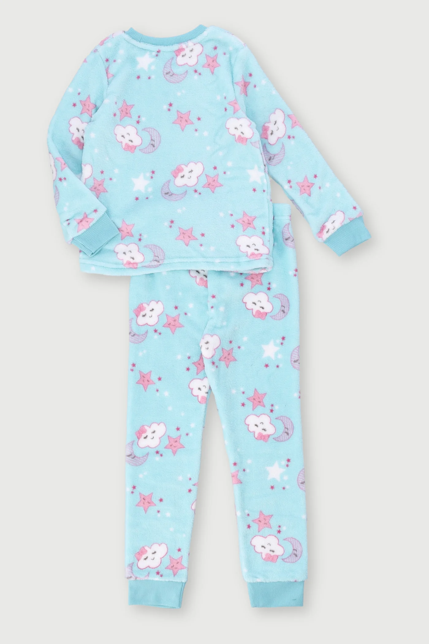 Pre-Girls Clouds Stars Sleep Set - Aqua - Image 2