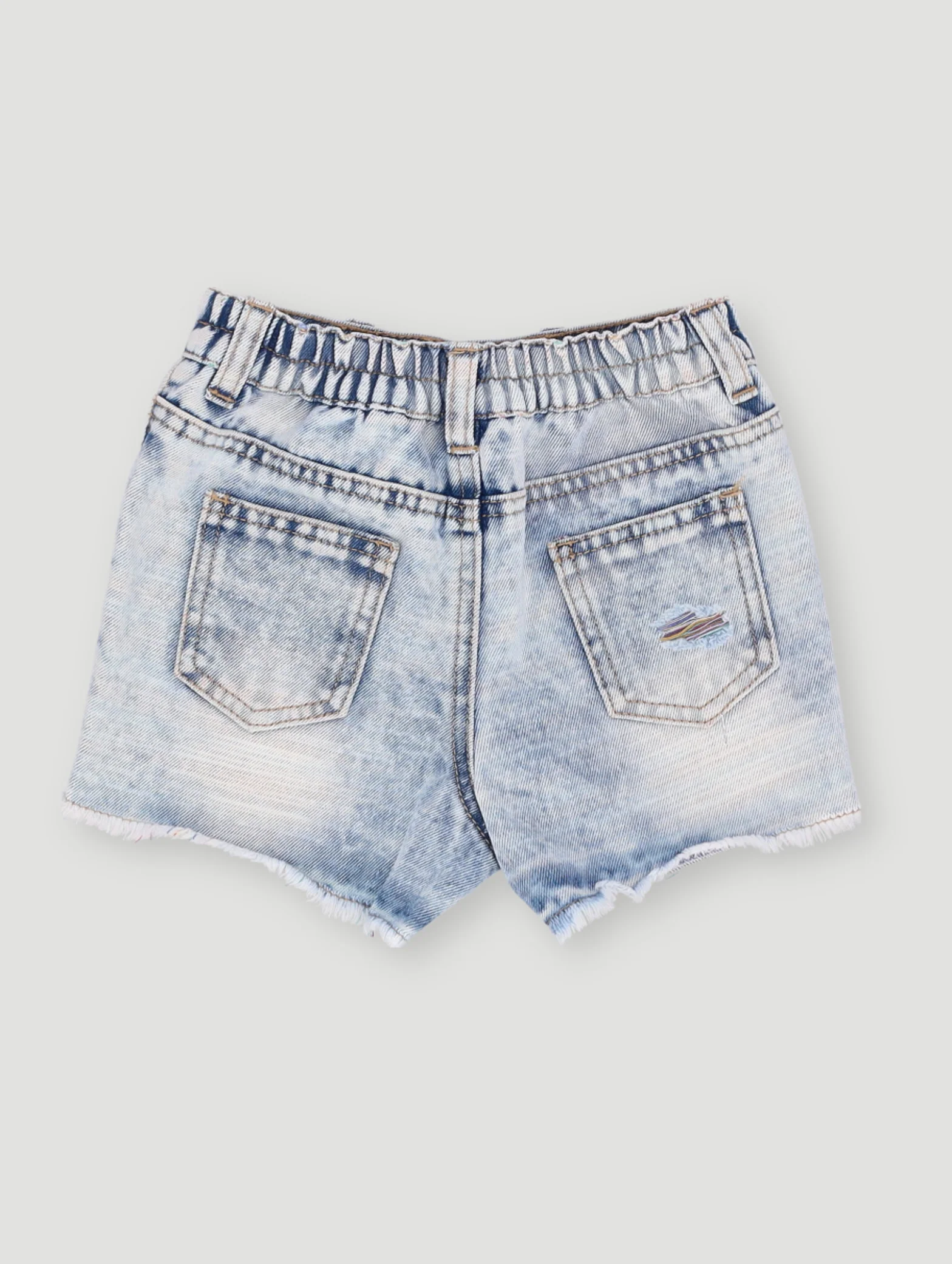 Pre- Girls Colour Thread Shorts - Denim - Image 2