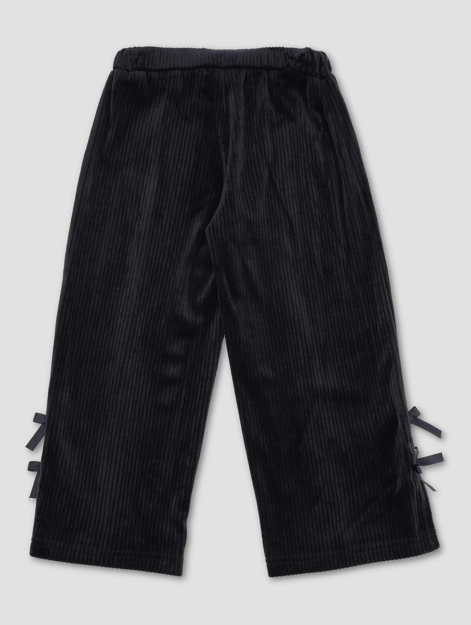 Pre-Girls Culotte Rib Velour Bow Pants - Black - Image 2