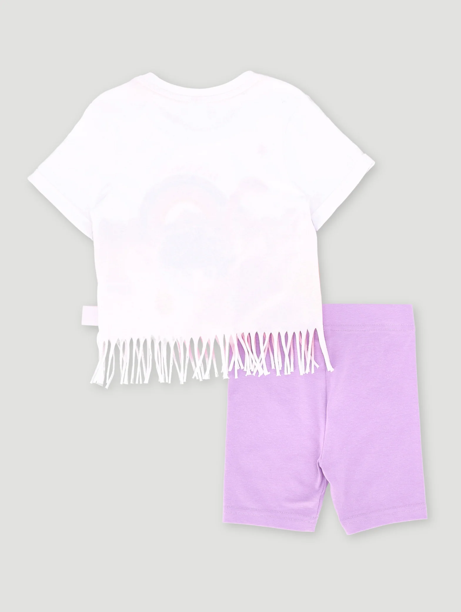 Pre-Girls Danasoli Tassel Top & Cycle Short Set - White - Image 2