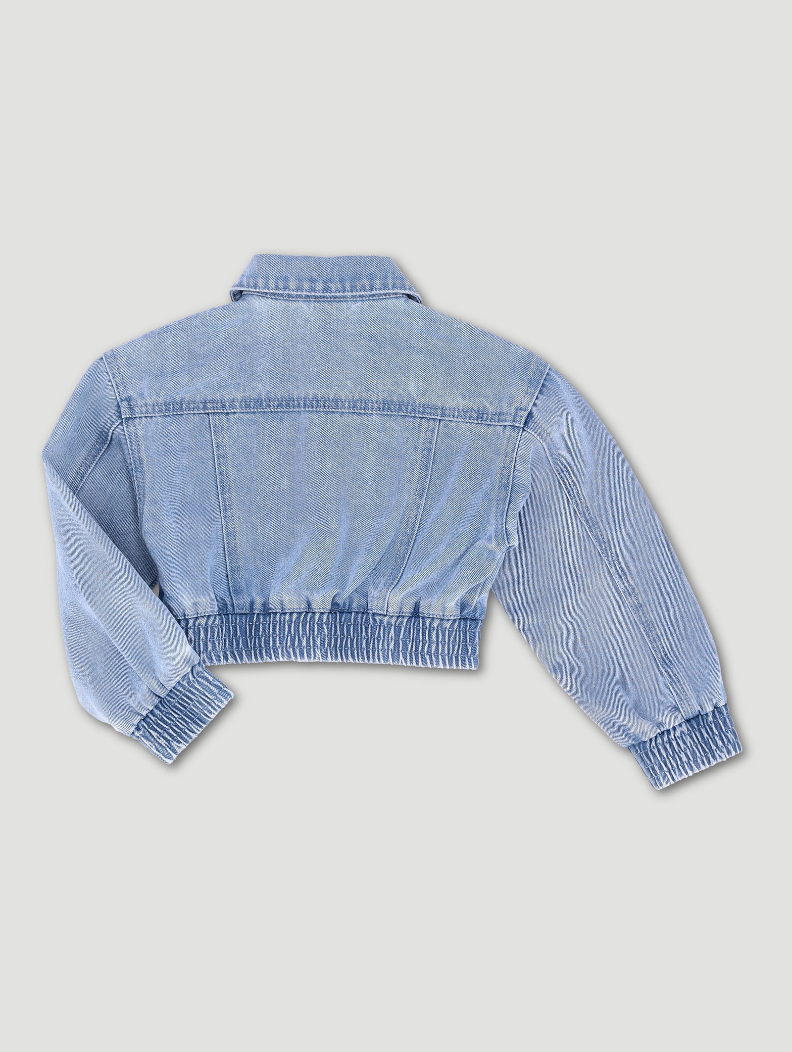 Pre-Girls Denim Bomber Jacket - Light Blue - Image 2