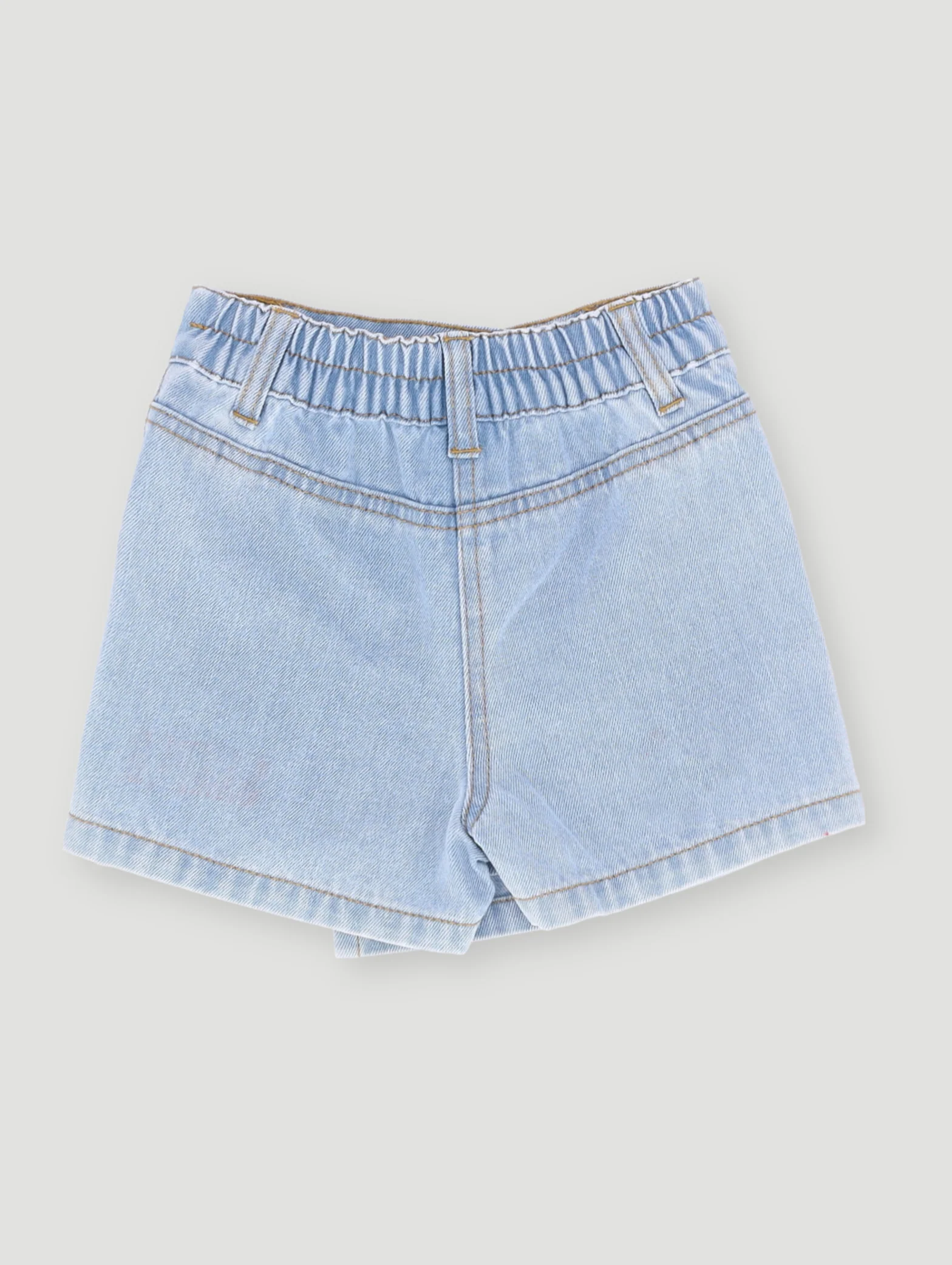 Pre- Girls Denim Skort With Abrasions - Light Wash - Image 2