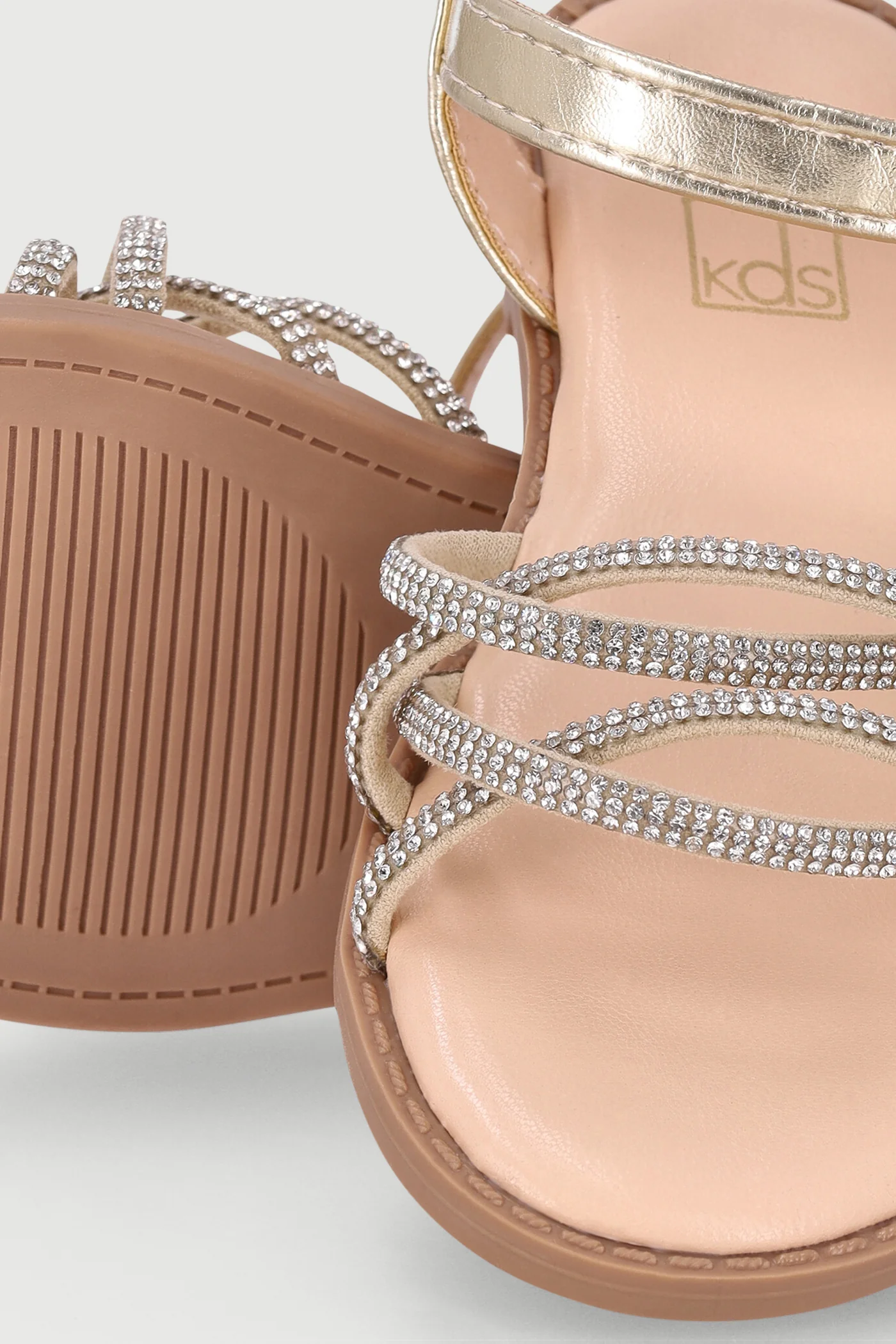 Pre-Girls Diamante Sandal - Gold - Image 2