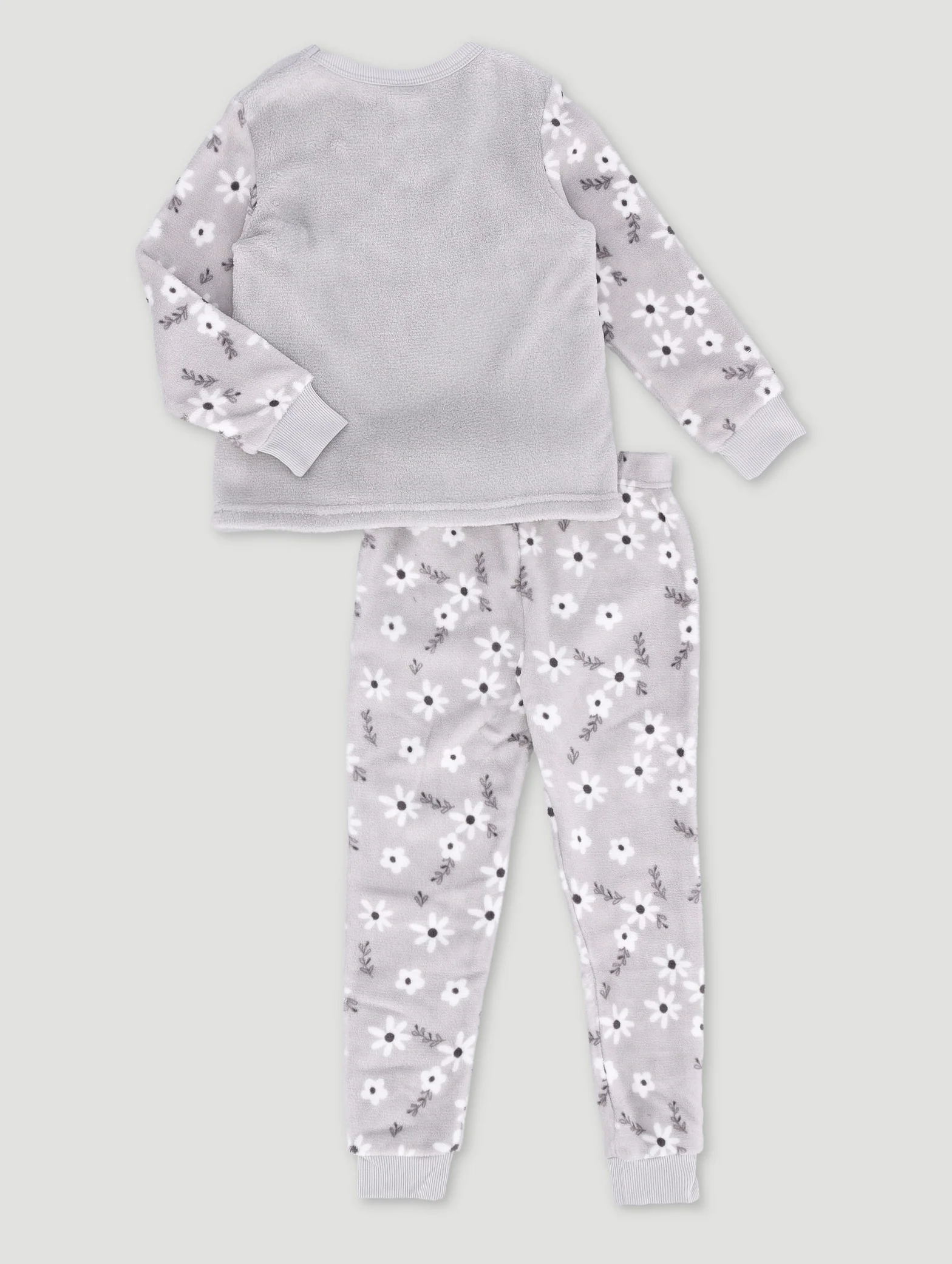 Pre-Girls Embroidered Bunny Print Sleep Set - Grey - Image 2