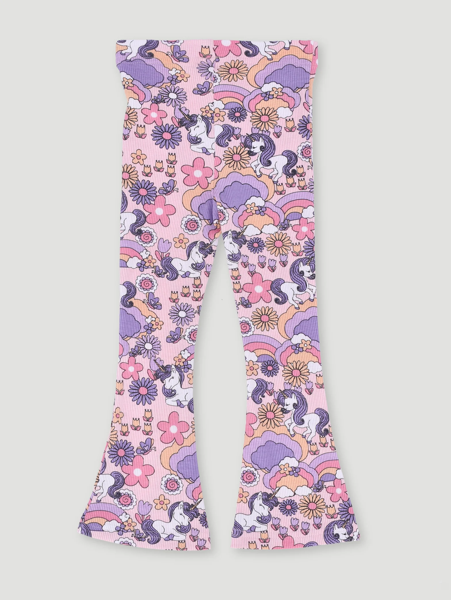 Pre-Girls Flare Leg Rib Pant - Peach/Lilac - Image 2