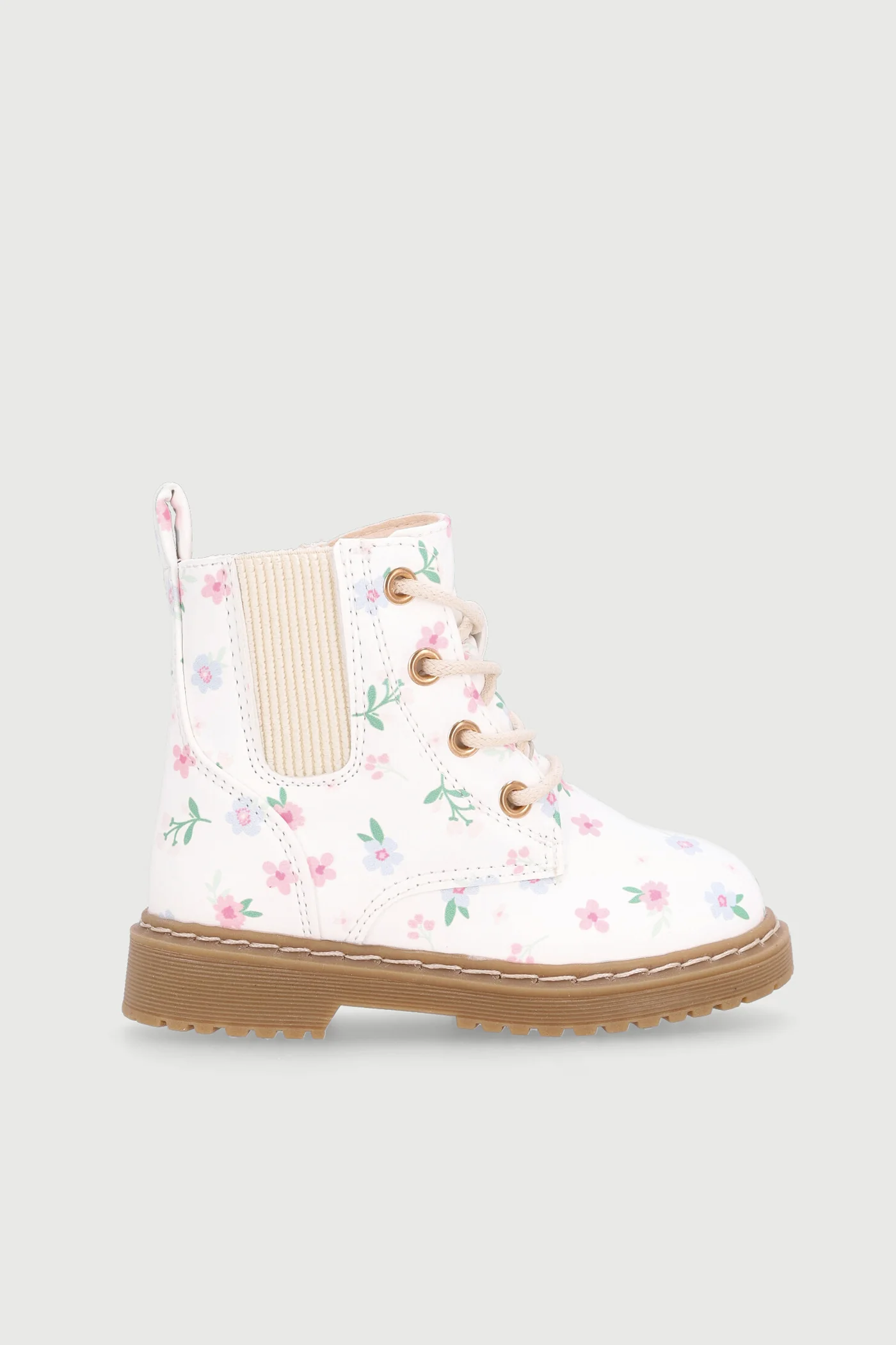 Pre-Girls Floral Boot - Cream - Image 2