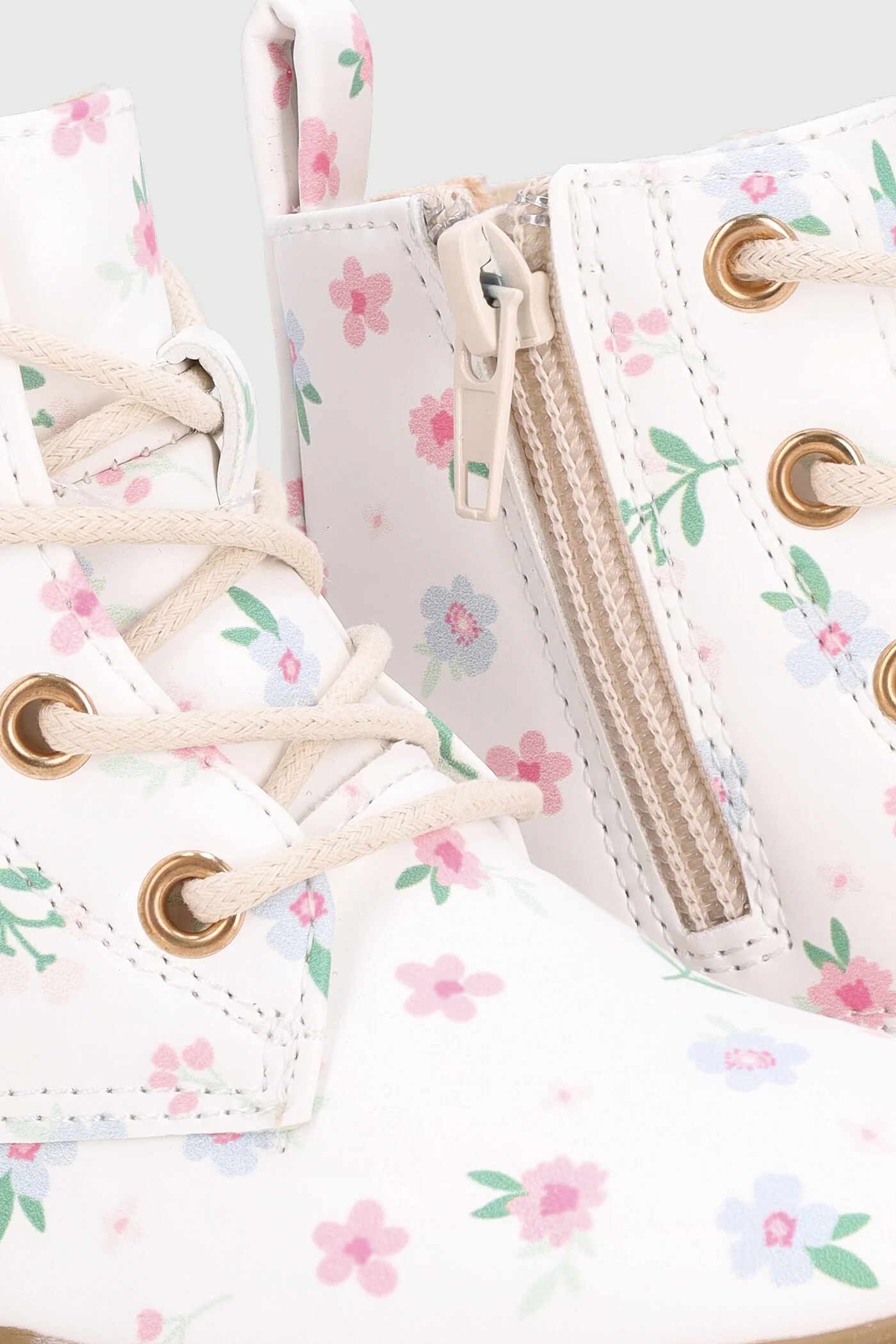 Pre-Girls Floral Boot - Cream - Image 3