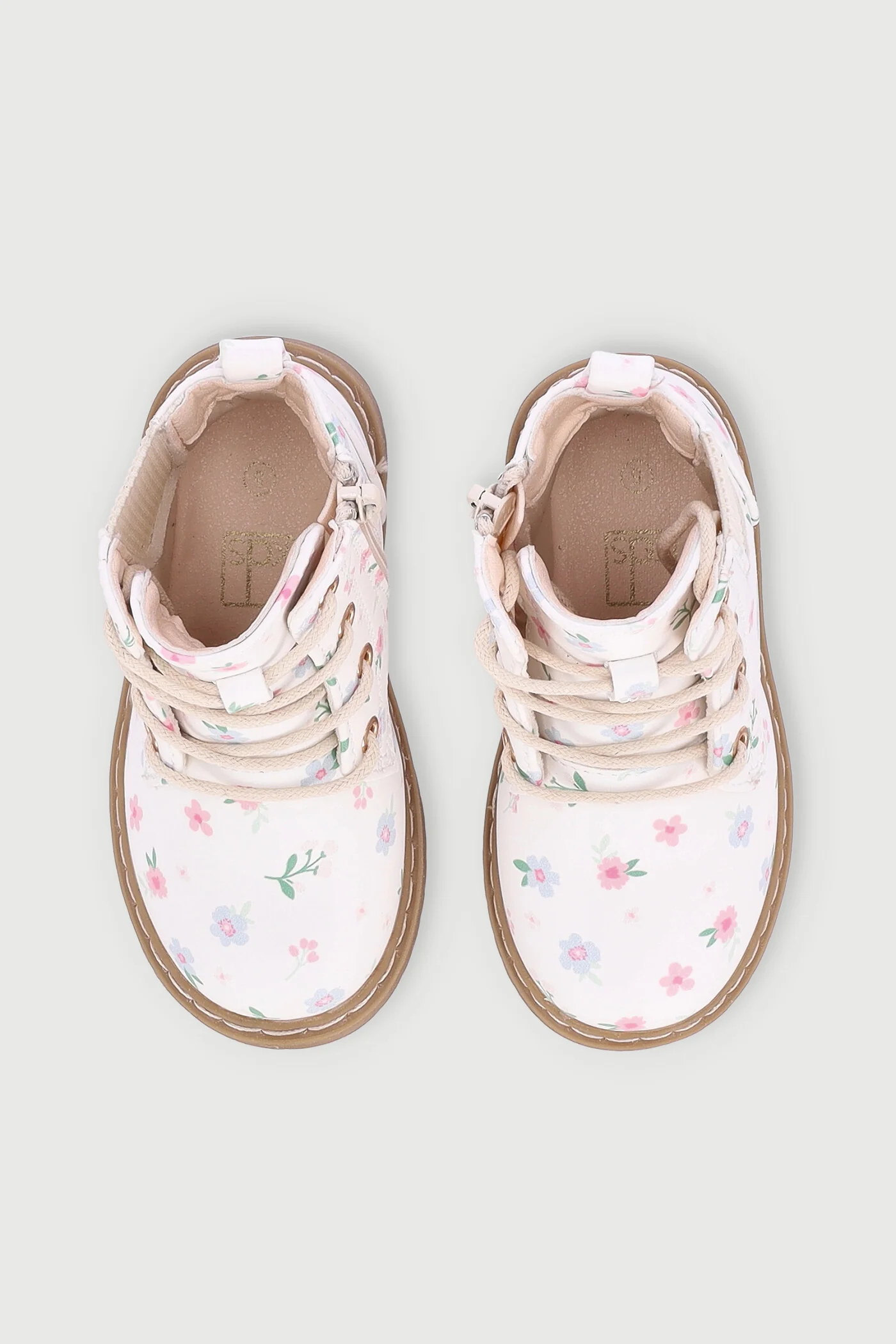 Pre-Girls Floral Boot - Cream - Image 6