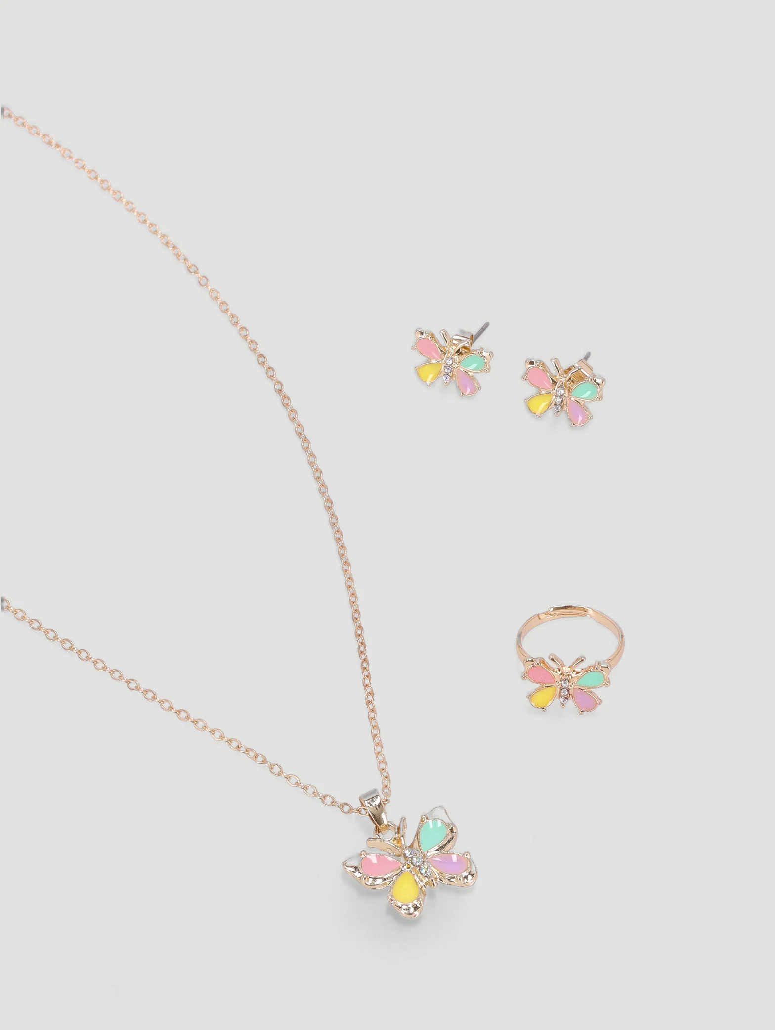 Pre-Girls Floral Necklace Earring & Ring Set - Multi - Image 2
