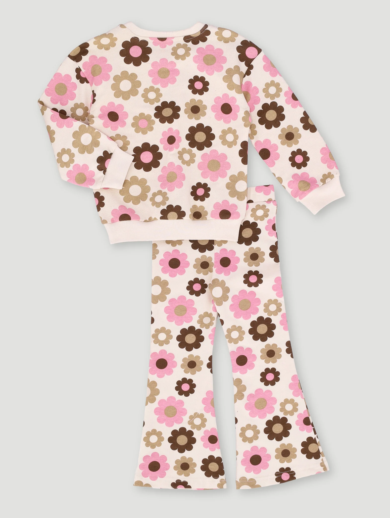 Pre-Girls Floral Print Tracktop & Legging Set - Off White - Image 2