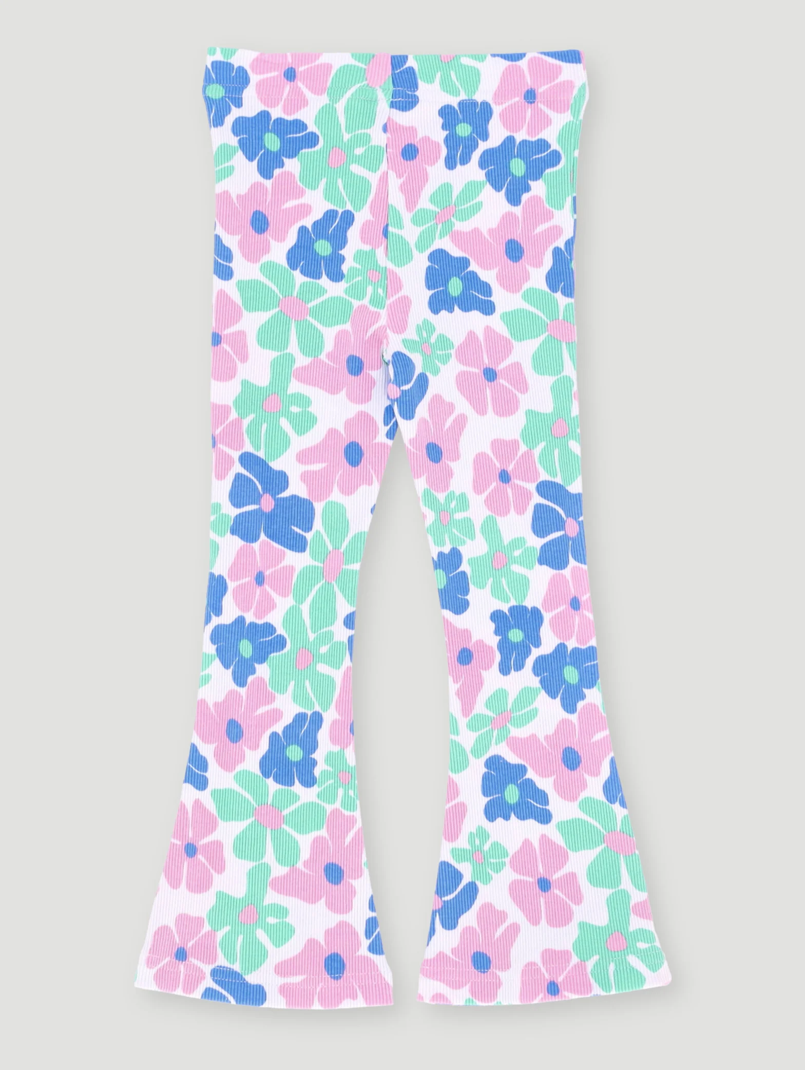 Pre- Girls Floral Printed Flare Leg Pants - White - Image 2