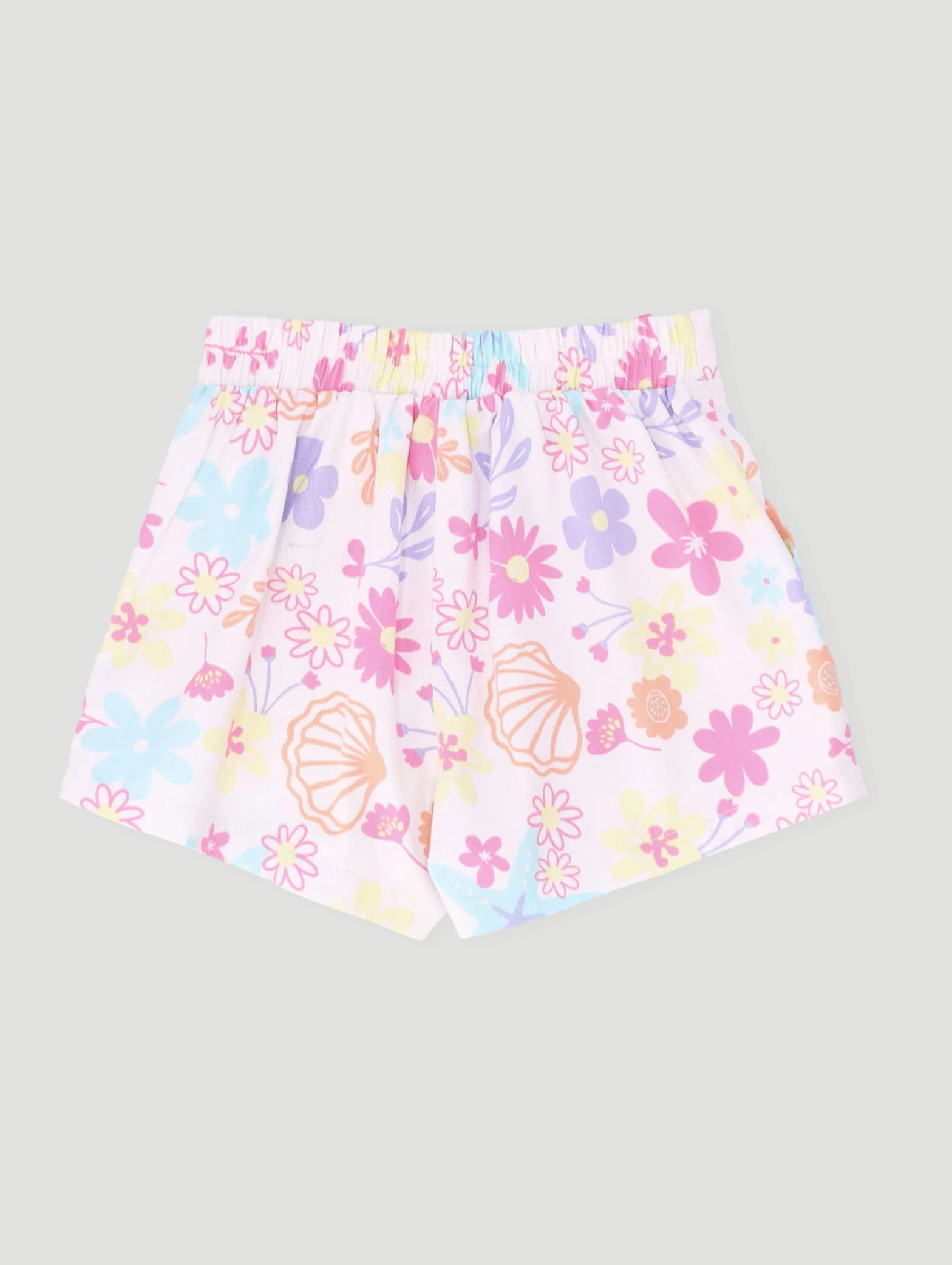 Pre-Girls Floral Shell Paperbag Twill Short - White - Image 2