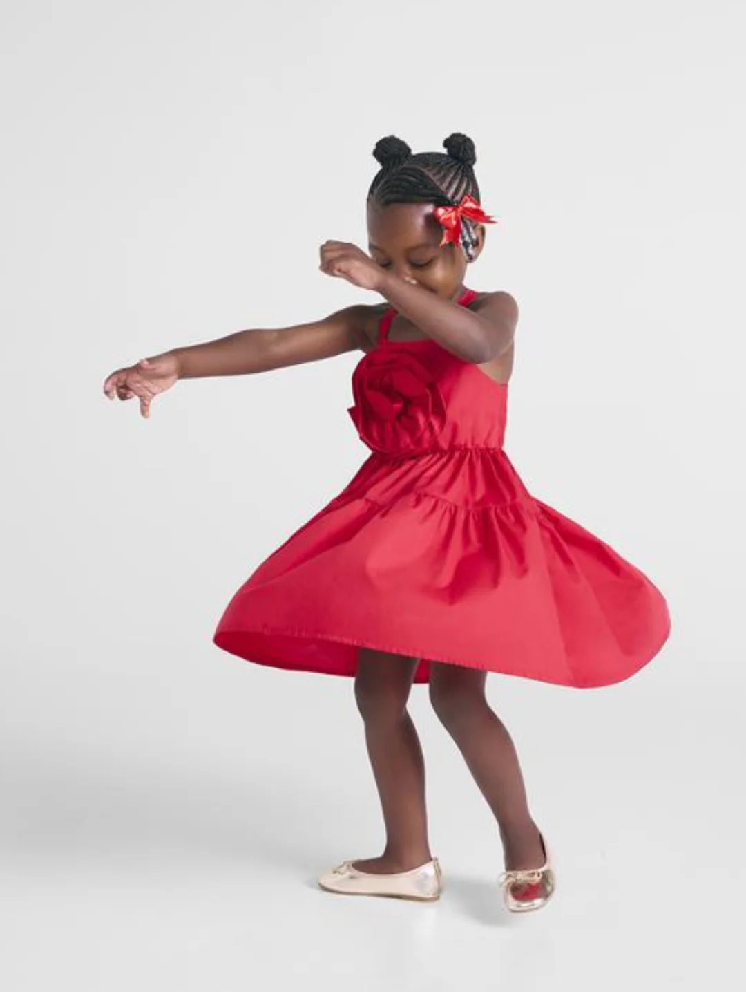 Pre-Girls Flower Dress - Red - Image 2