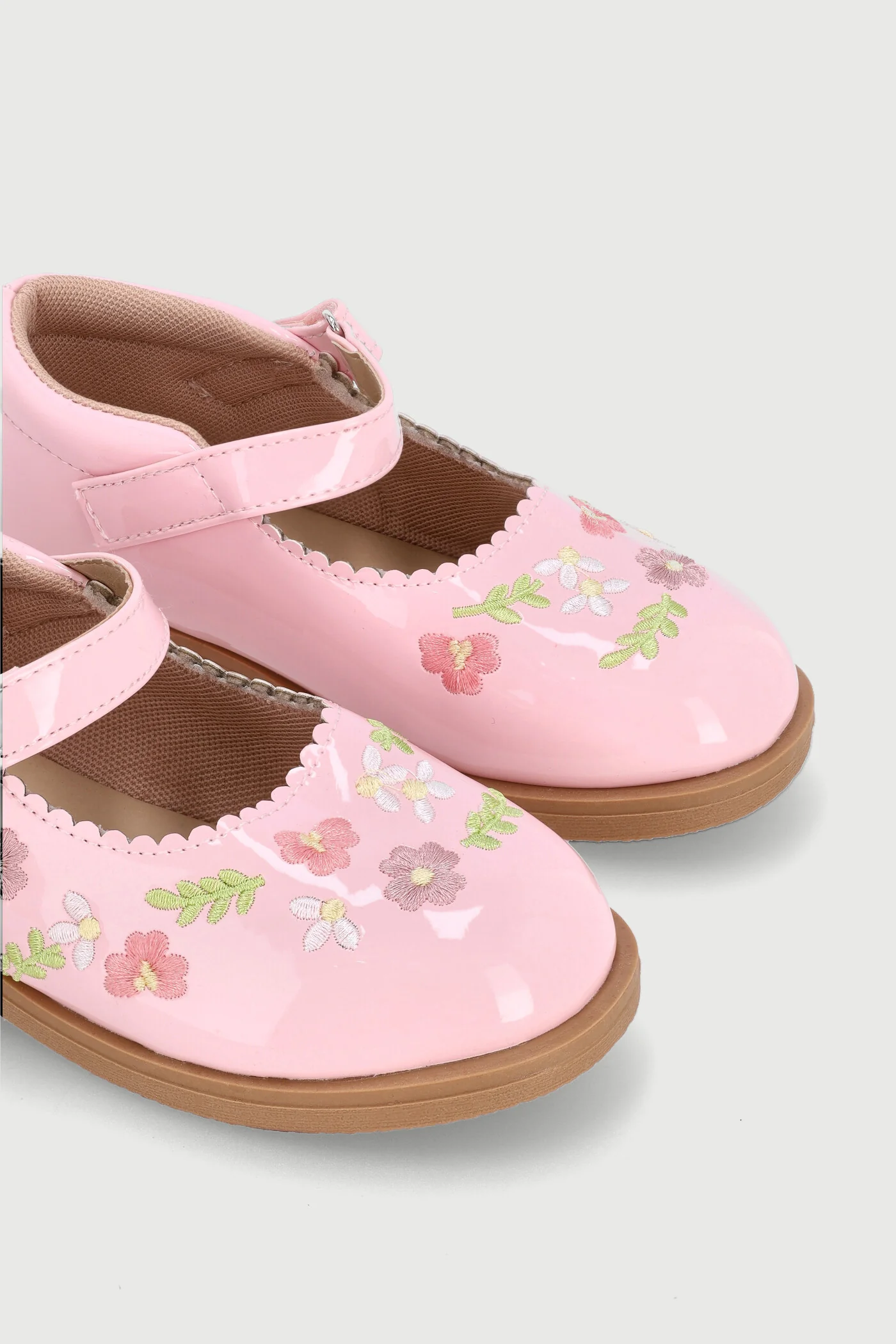 Pre-Girls Flower Embroidered Shoe - Pink - Image 2