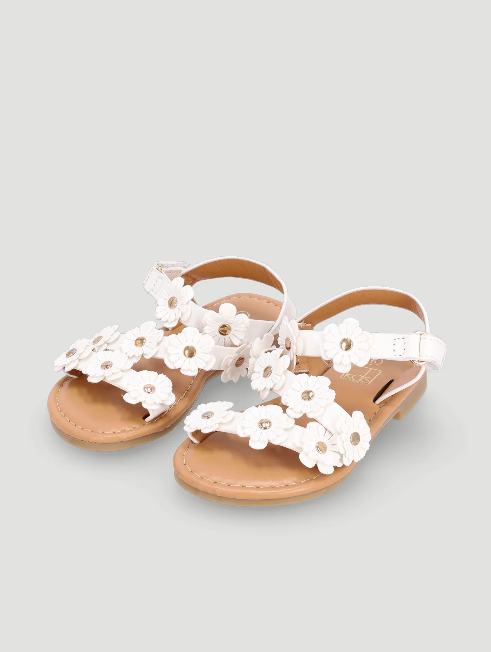 Pre-Girls Flower Sandal - White - Image 2