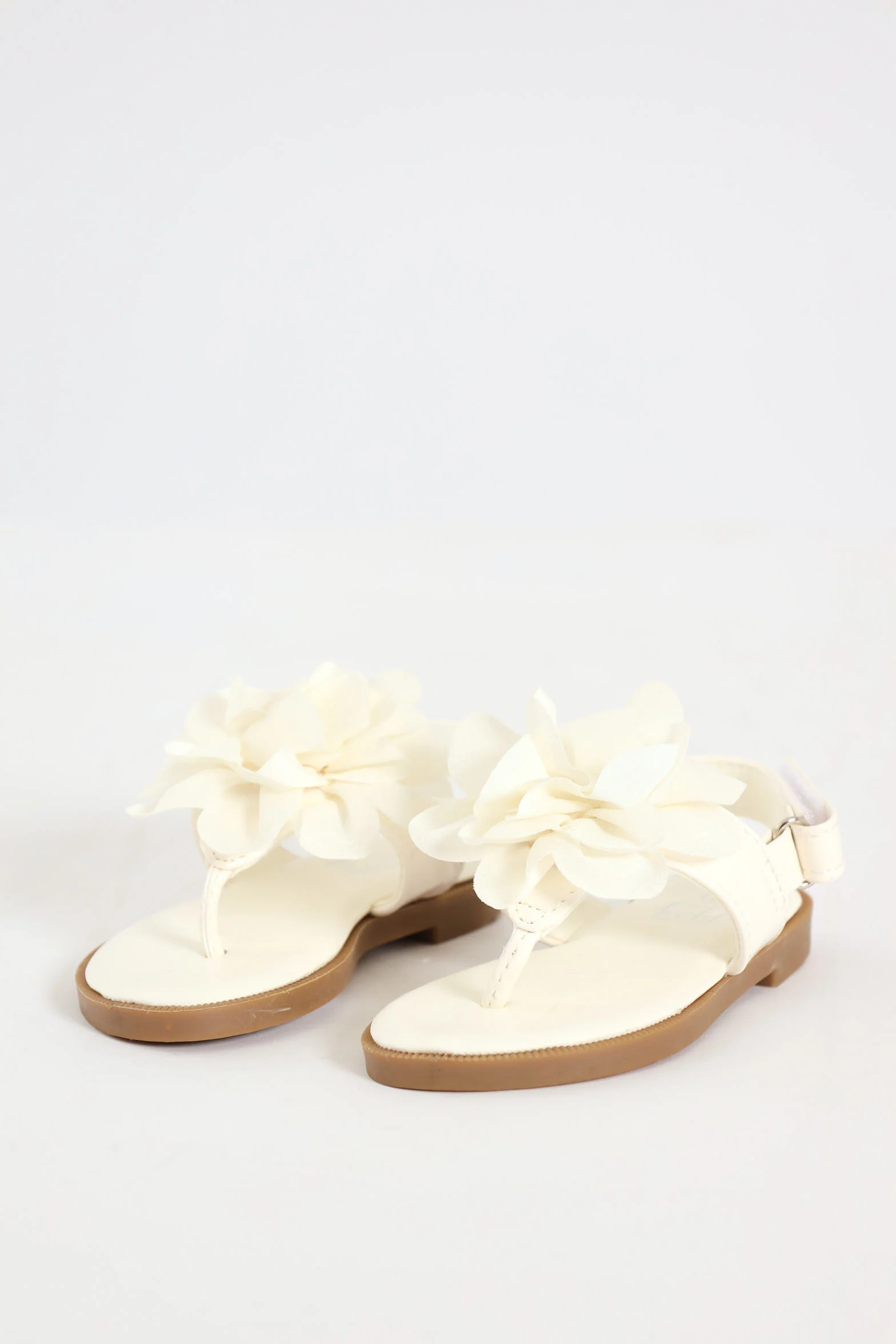 Pre-Girls Flower Thong Sandal - Ecru - Image 3