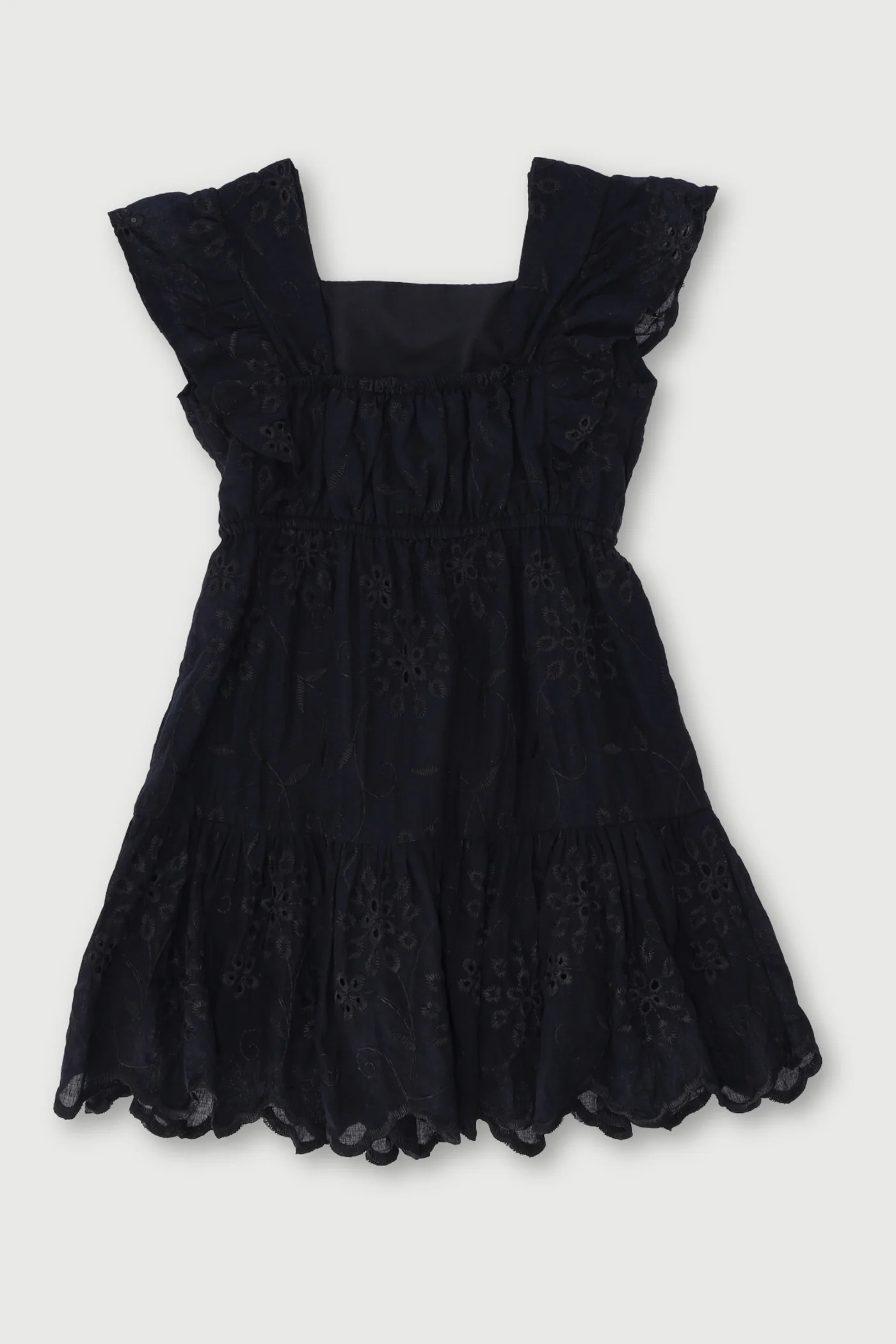 Pre-Girls Flutter Sleeve Anglaise Tiered Dress - Black - Image 2