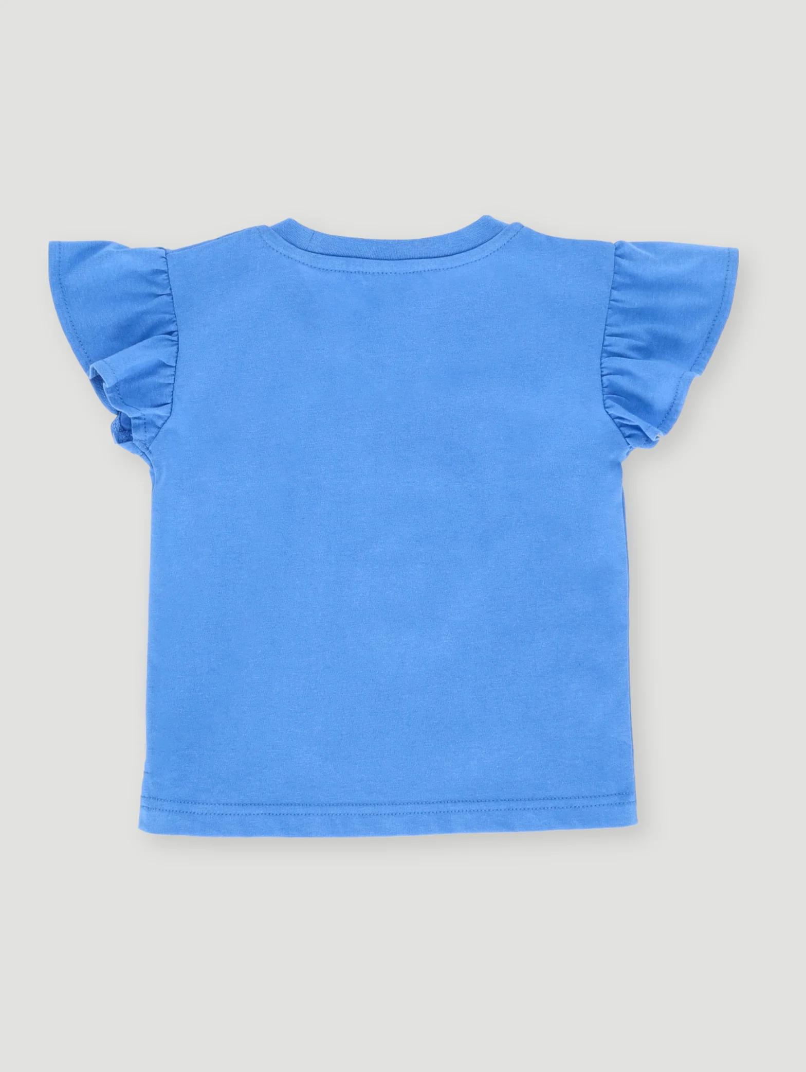 Pre-Girls Frill Sleeve Rainbow Girl Tee - Blue - Image 2