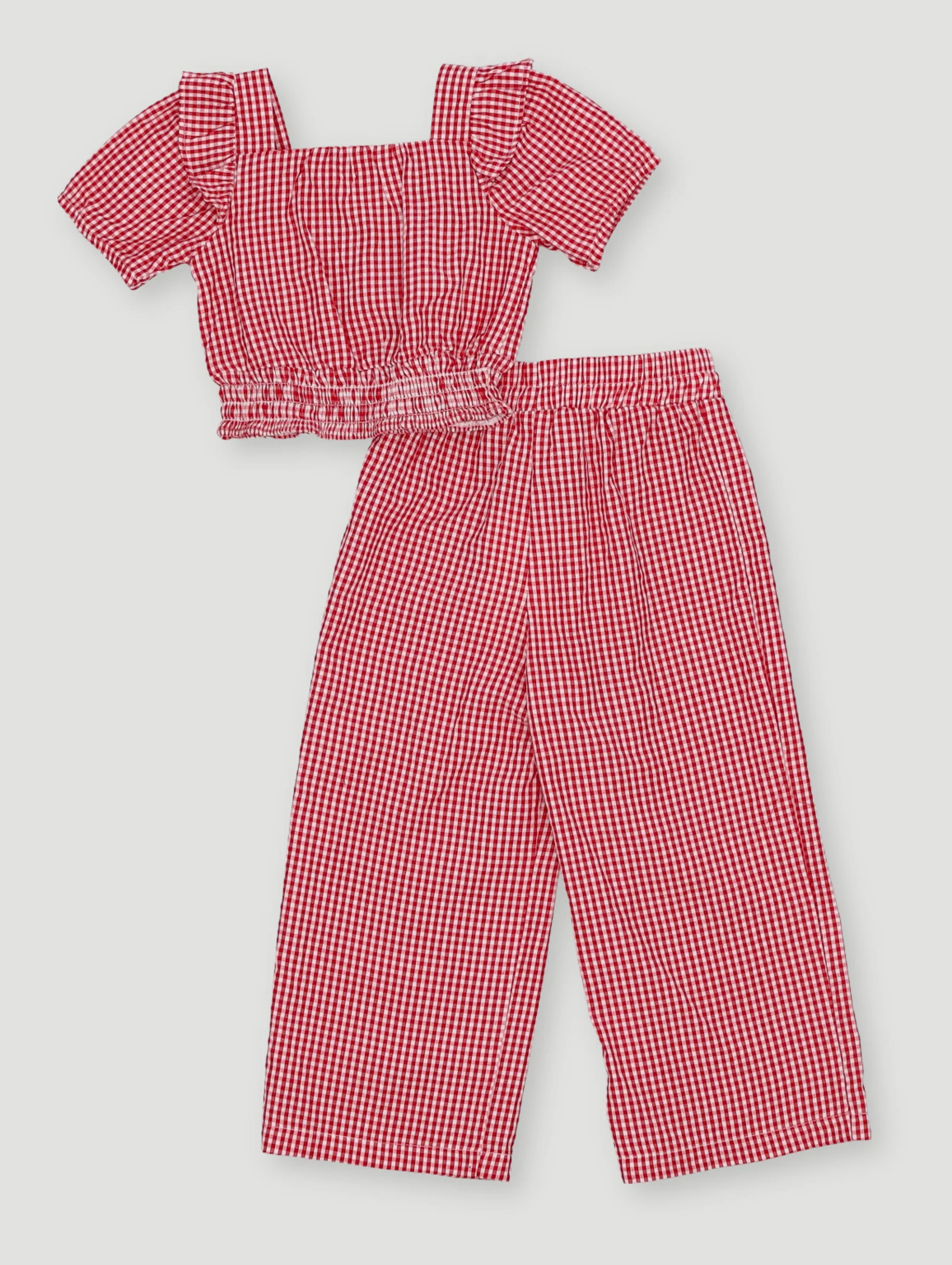 Pre- Girls Gingham Set - White/Red - Image 2