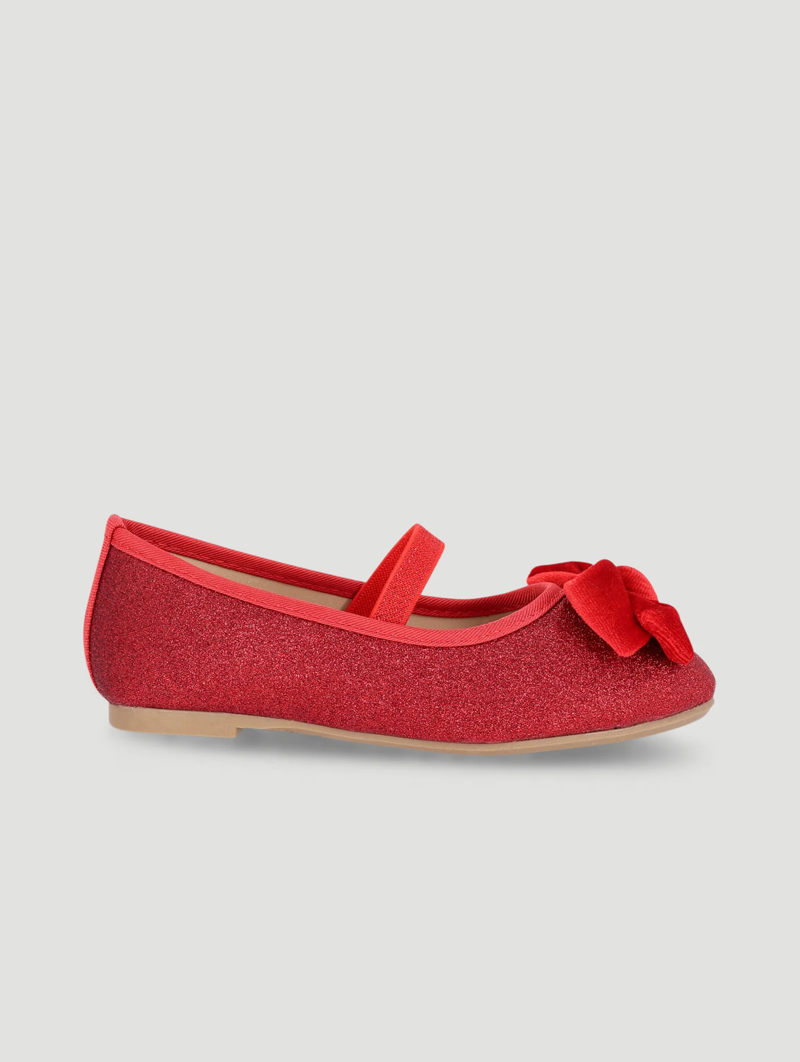 Pre-Girls Glitter Bow Pump - Red - Image 3