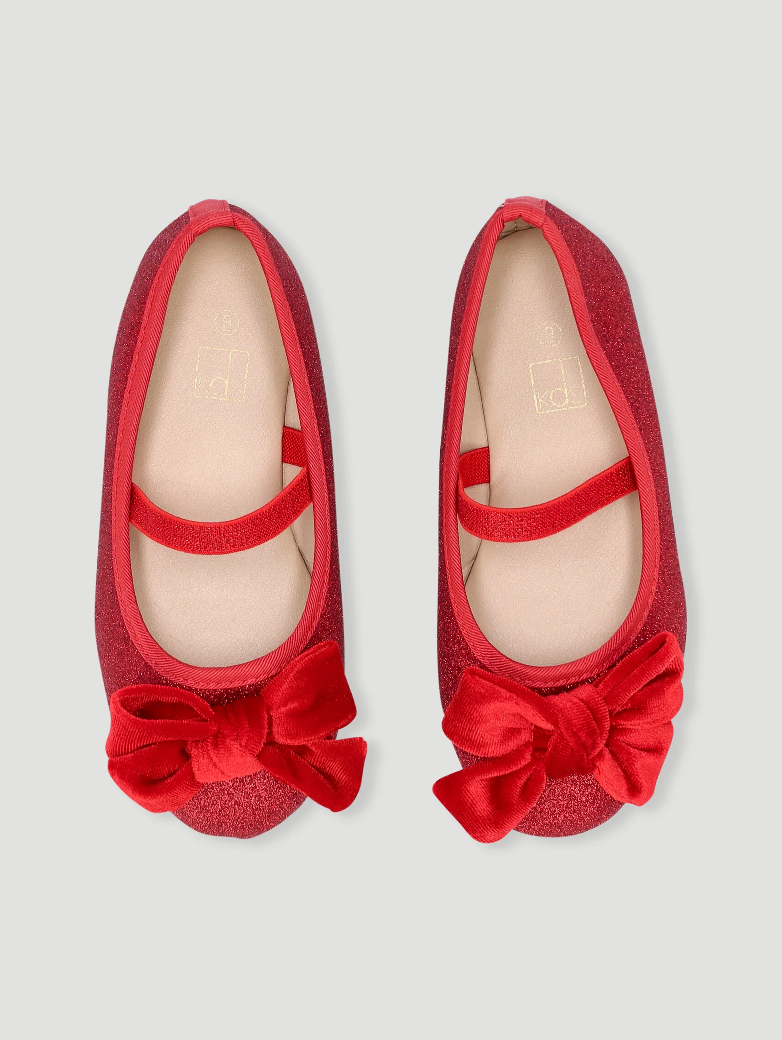 Pre-Girls Glitter Bow Pump - Red - Image 6