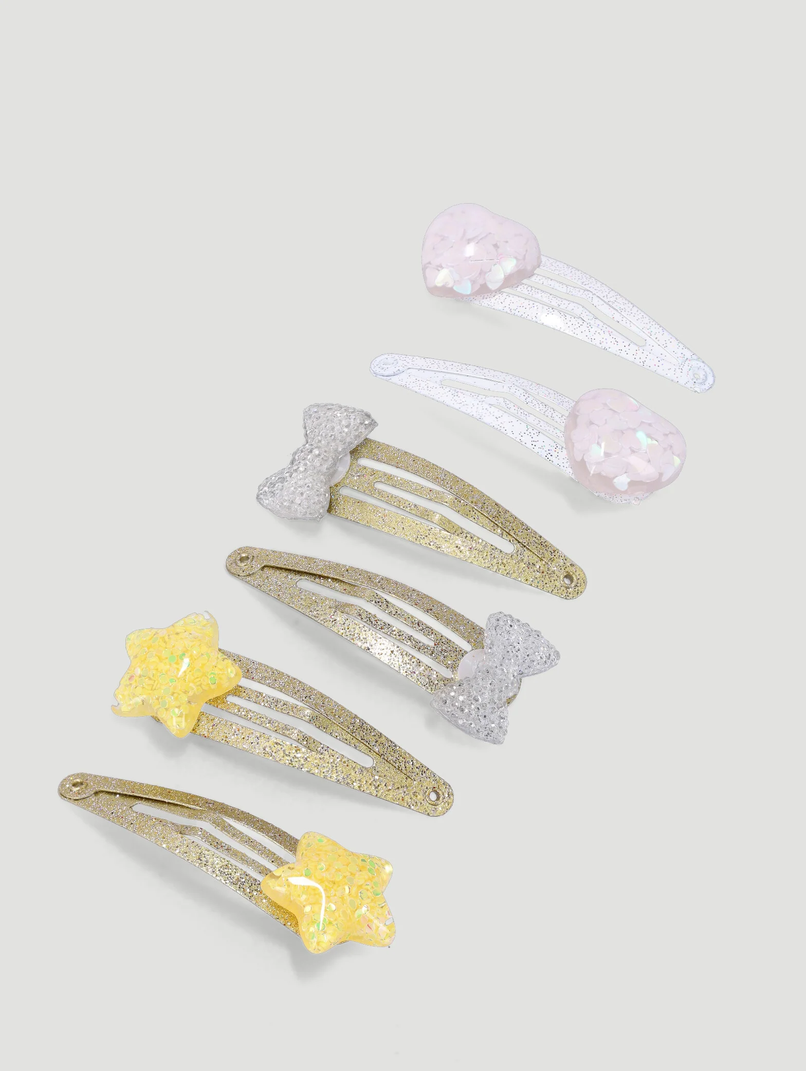 Pre-Girls Glitter Stars Christmas Clips - Gold - Image 2