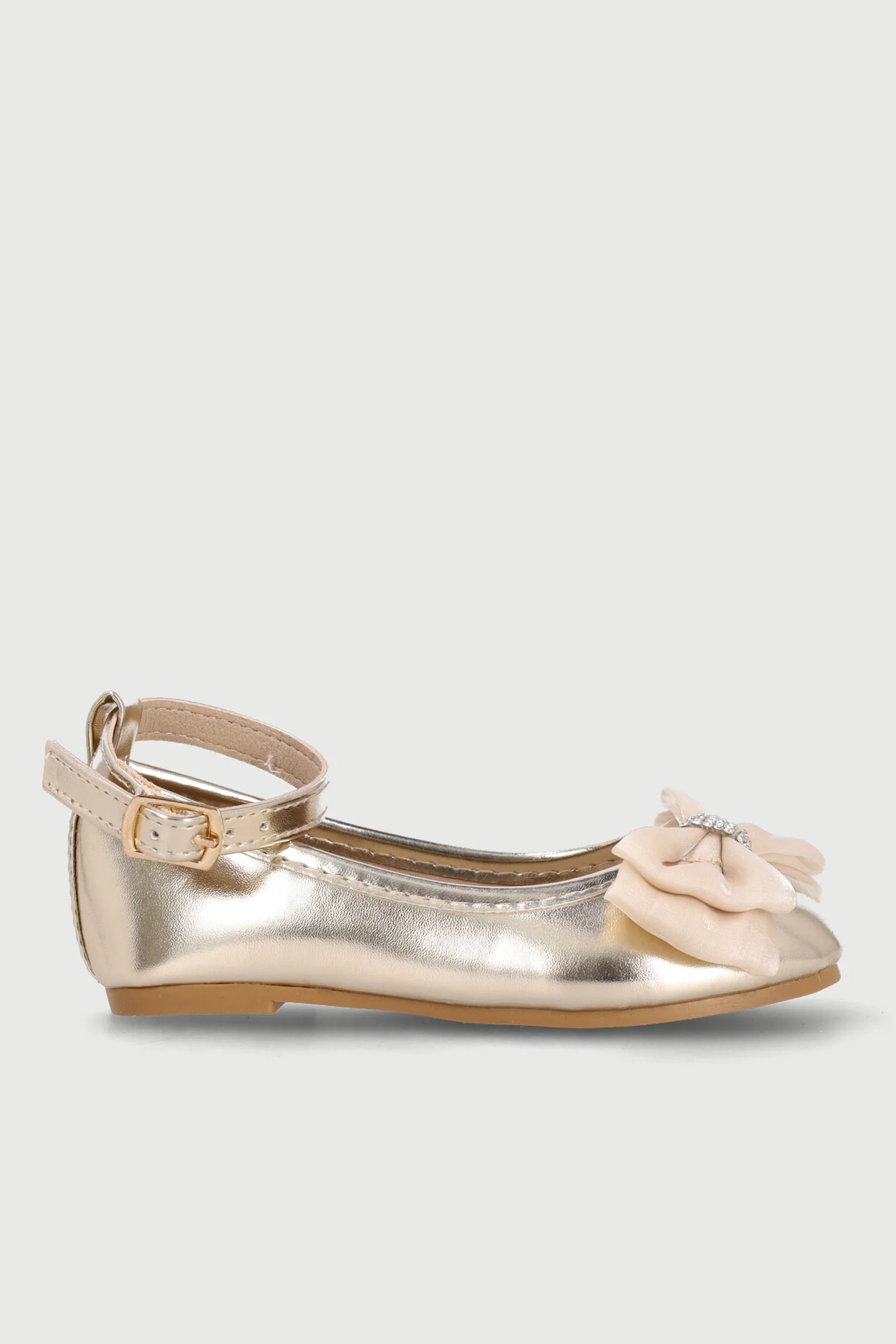 Pre-Girls Gold Bow Occasion Pump - Gold - Image 3