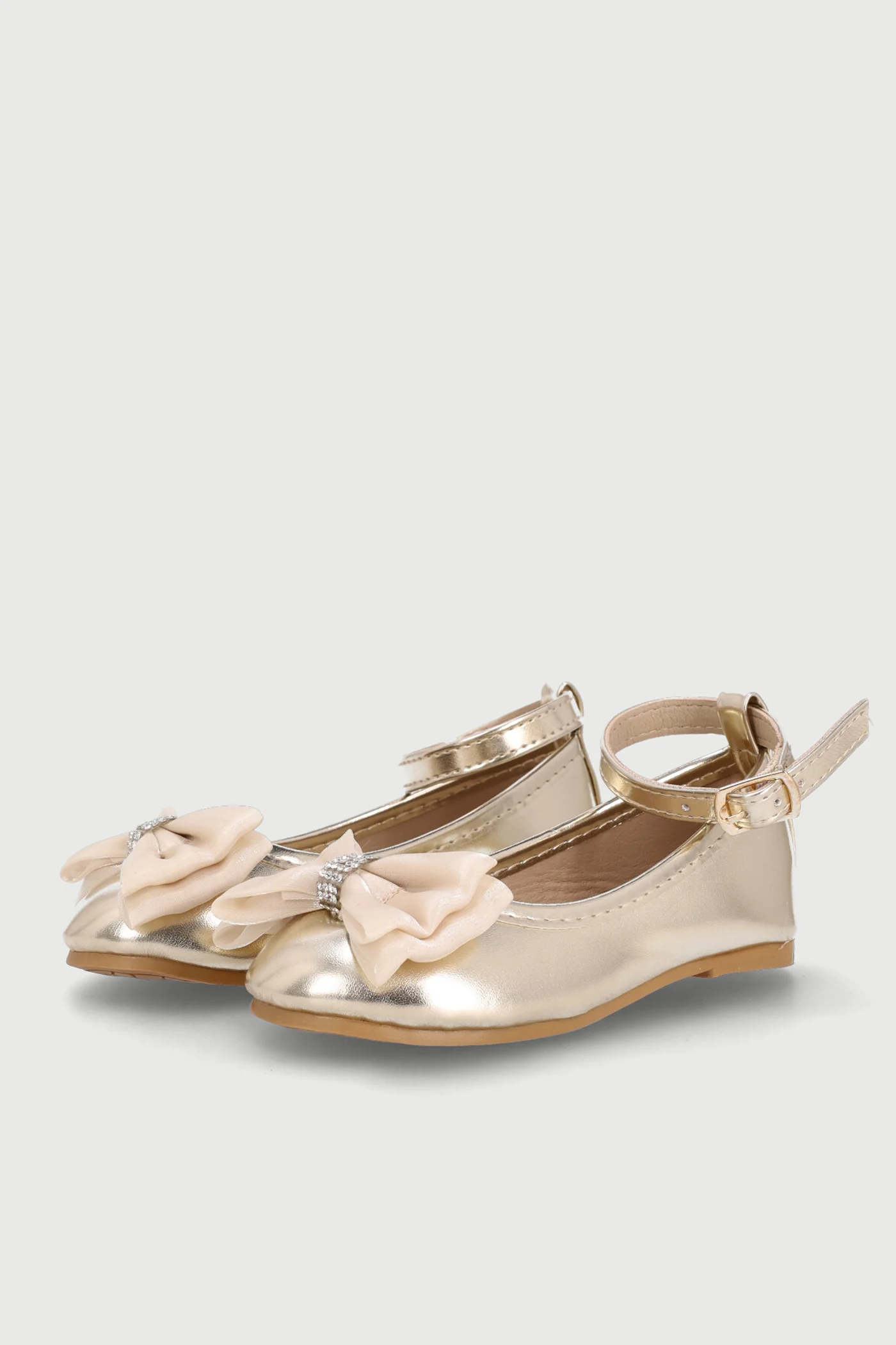 Pre-Girls Gold Bow Occasion Pump - Gold - Image 4
