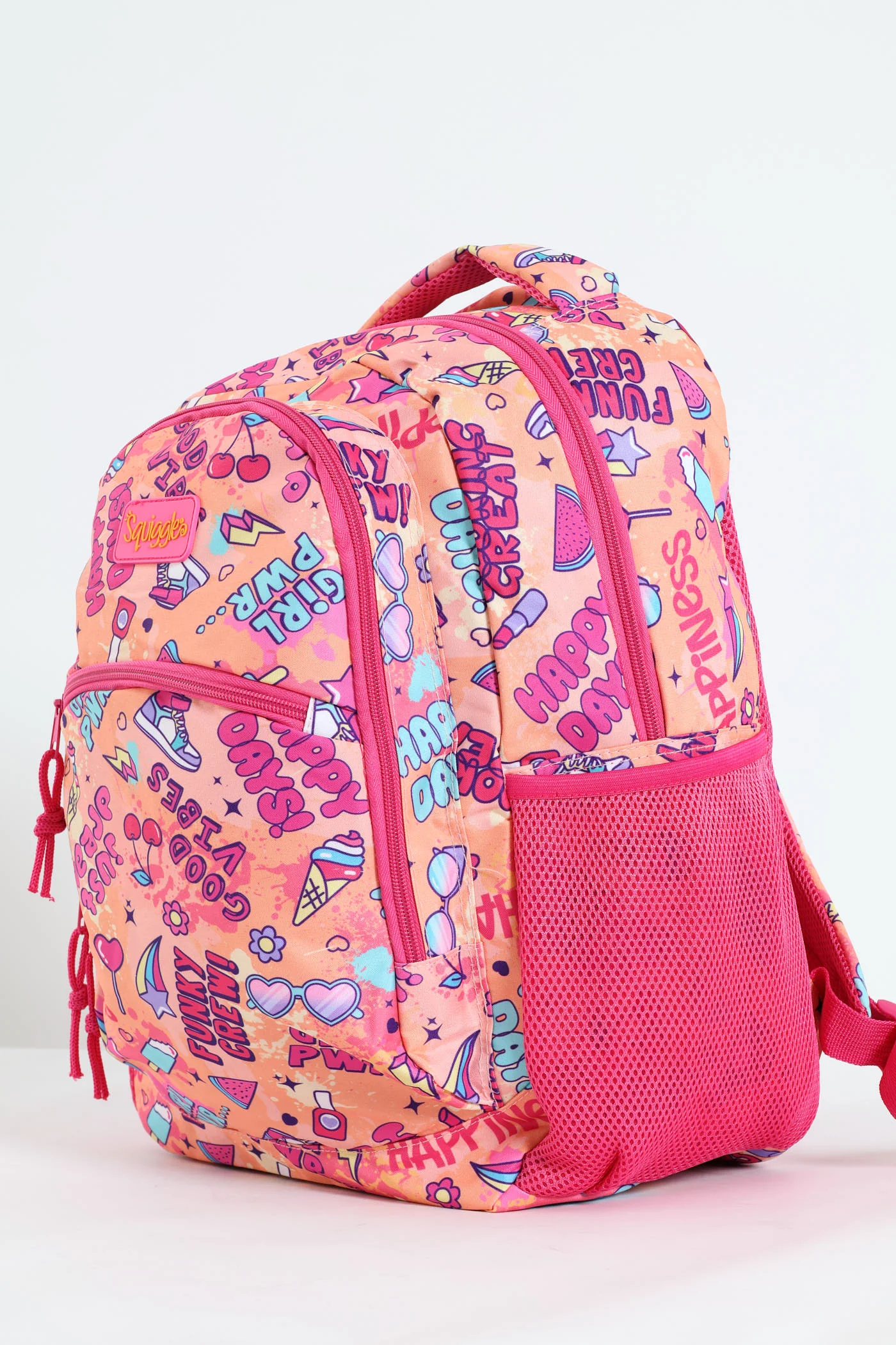Pre-Girls Happy Days Squiggle Print School Backpack - Pink - Image 3