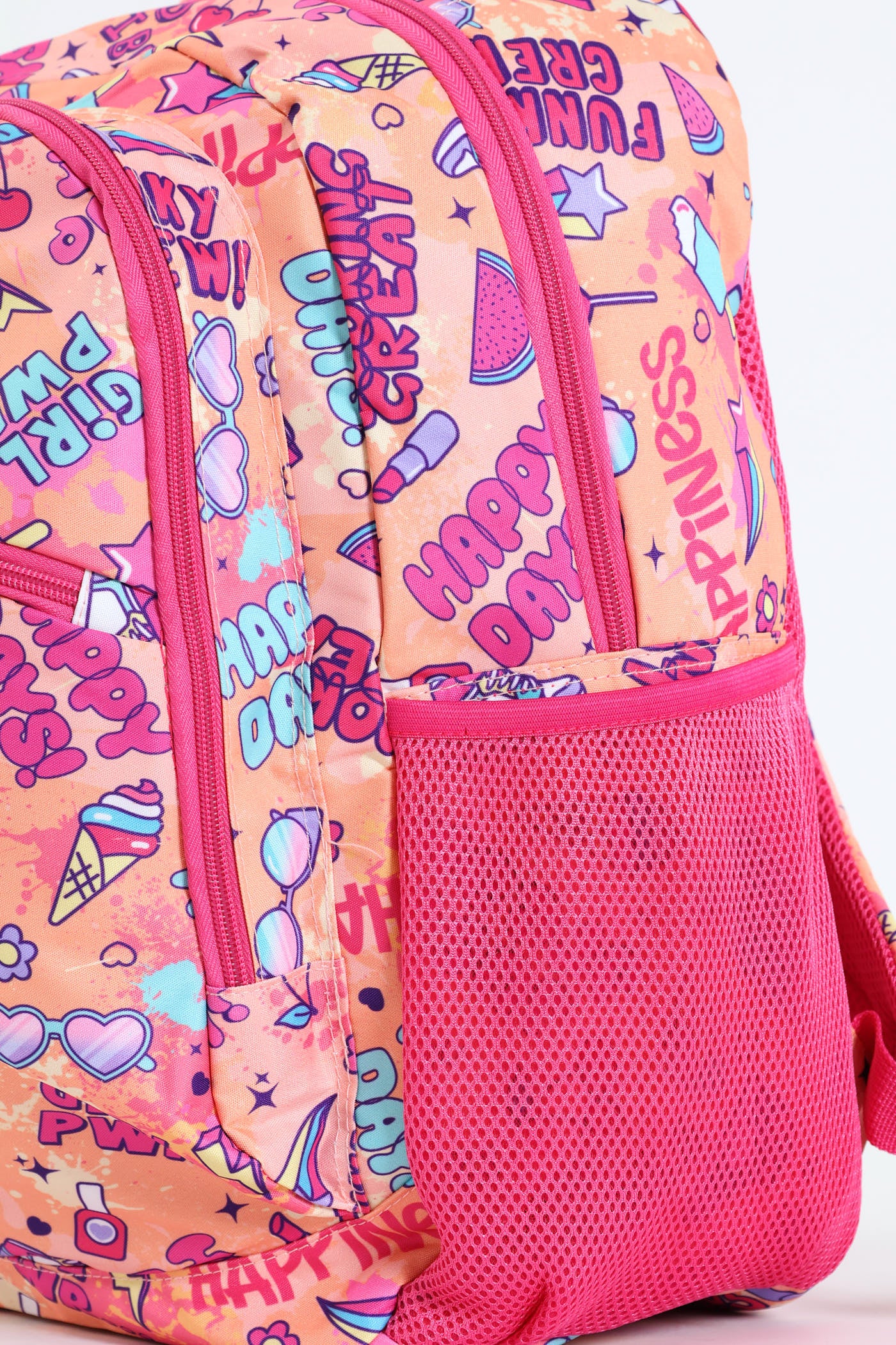 Pre-Girls Happy Days Squiggle Print School Backpack - Pink - Image 5