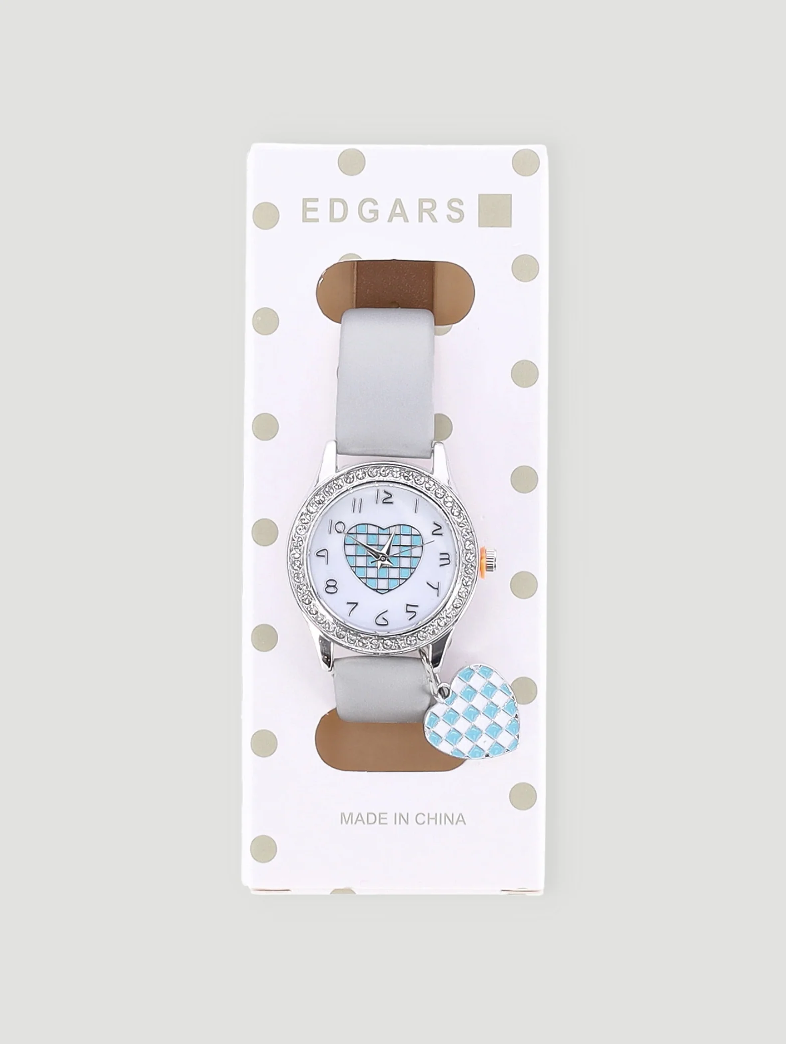 Pre-Girls Heart Analogue Charm Watch - Grey - Image 2